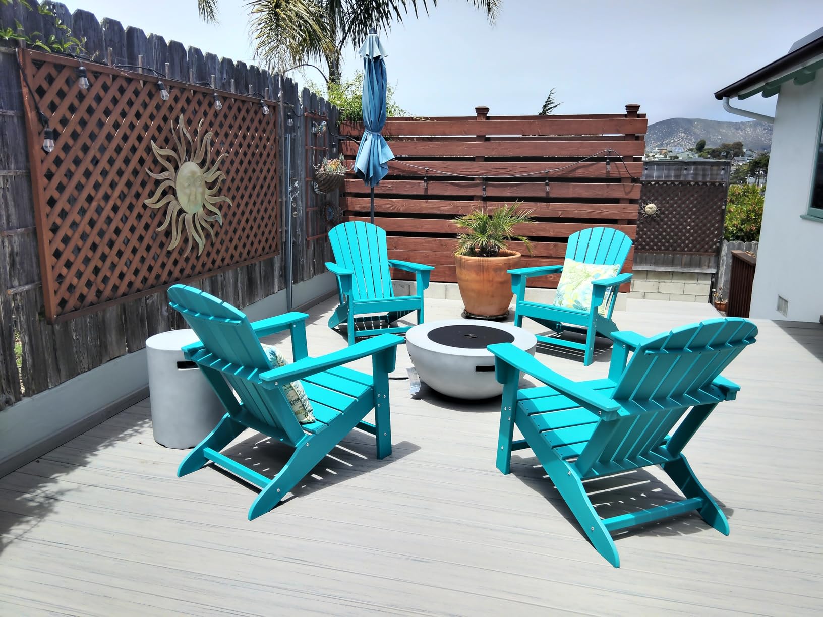 2-Piece Outdoor Propane Fire Pit Table Set w/Tank Cover Table, 31.5-inch 50,000 BTU Bowl Concrete Firepit SUS201 Round Burner with Steel Lid, Lava Rocks, Rain Cover customer photo 1