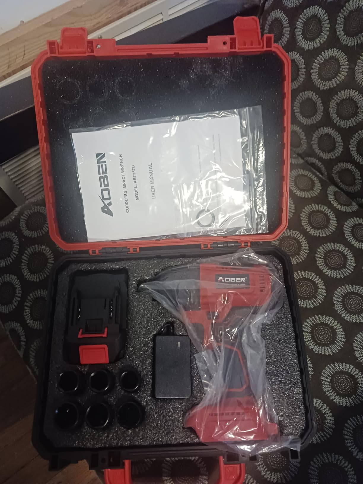 AOBEN Cordless Impact Wrench 1/2 Inch, Power Impact Gun Kit, Max 600N. M/450Ft-lbs High Torque Electric Impact Driver for Car RV Tire, 4.0Ah Battery, Charger, 6 Sockets & Storage Tool Case customer photo 2