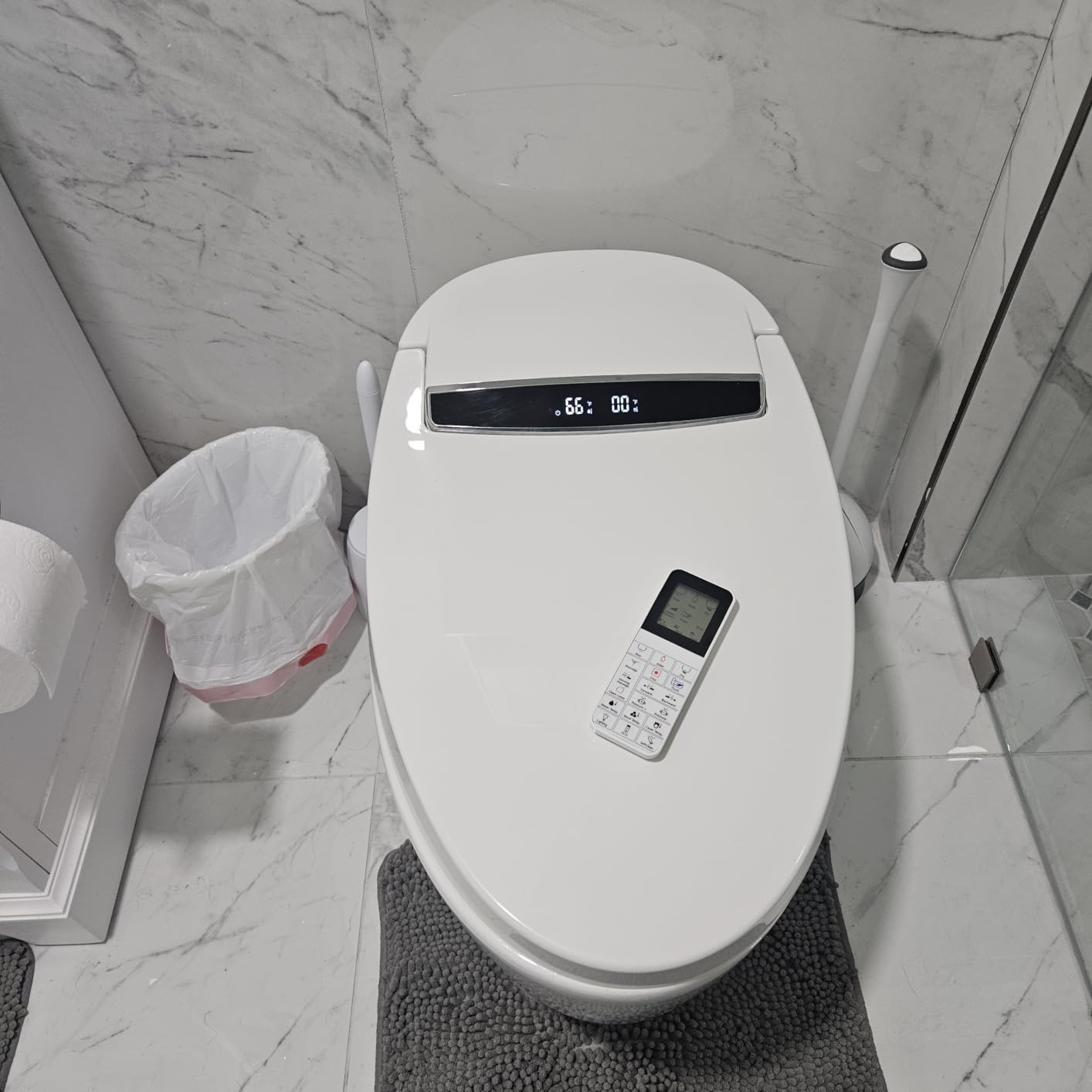 LOUPUSUO Smart Toilet with Bidet Built In with Warm Water Sprayer and Dryer | Foot Sensor Operation, Heated Seat toilet with LED Display for Bathroom, Auto Dual Flush customer photo 1