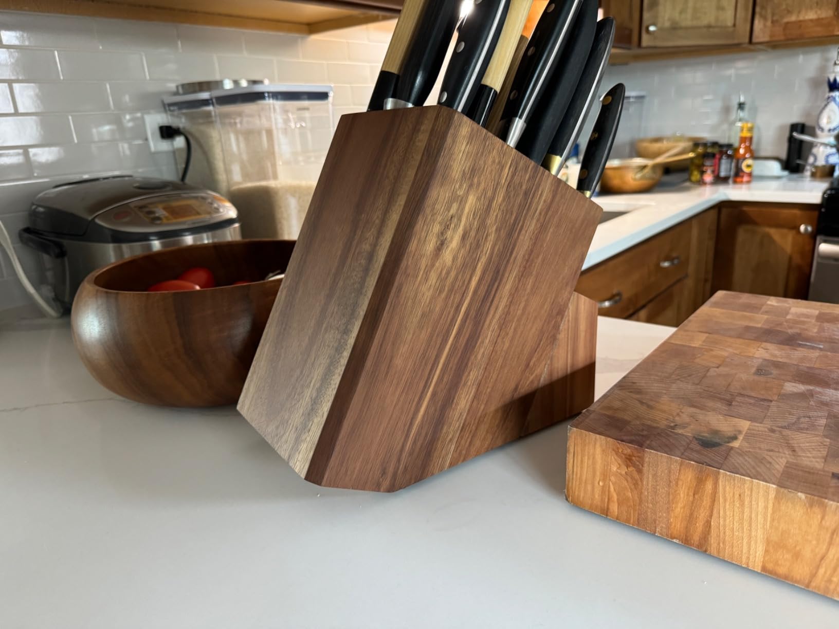 ENOKING Knife Block without Knives, Large Knife Holder - 25 Slots Acacia Wood Universal Knife Block, Butcher Block Countertop for Knife Storage Organizer customer photo 2