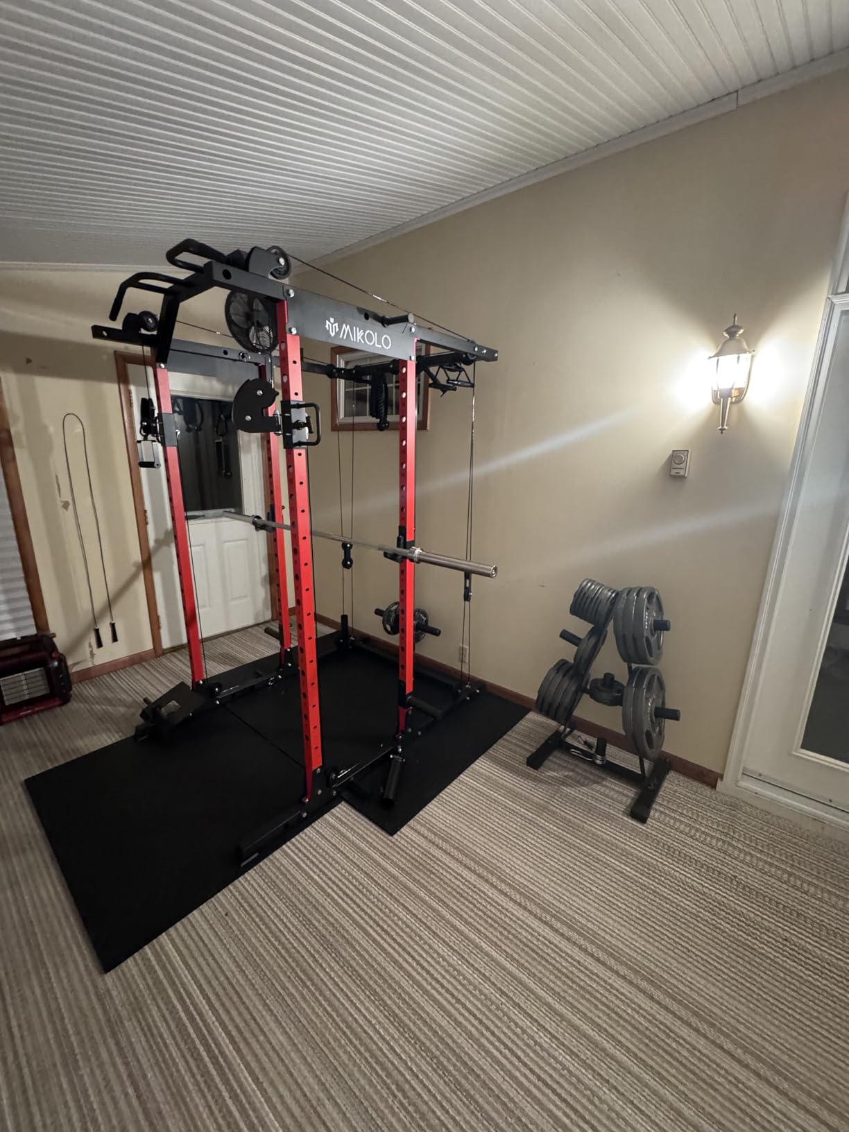 Mikolo Power Cage, Power Rack with Cable Crossover System, 1500LBS Squat Rack with LAT Pull Down System, Workout Cage with Pulley System for Fitness Home Gym customer photo 1
