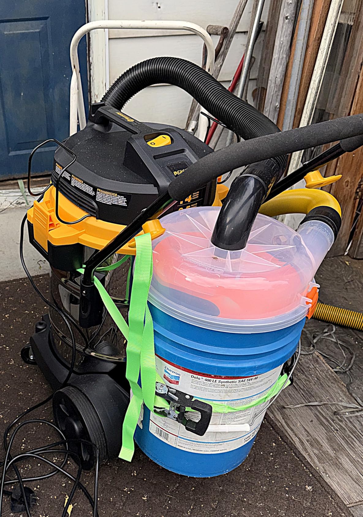 The Dustopper PRO, Low-Profile Dust Separator for Shop Wet/Dry Vacuums with at least 5HP. Includes High-Flow 90 Degree Sweep Elbows and Connection Hose. Fits Standard 5 Gallon Buckets, Made in USA customer photo 2