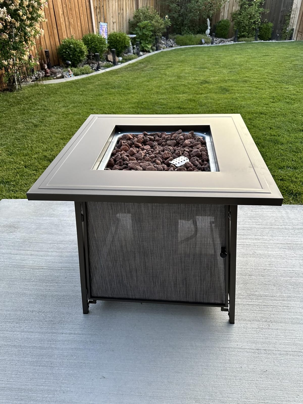 BALI OUTDOORS 50000 BTU Propane Fire Pit Outdoor Fire Pit Table Square | 28 Inch Propane Fire Pit with Lava Rock for Patio, Garden and Backyard customer photo 1