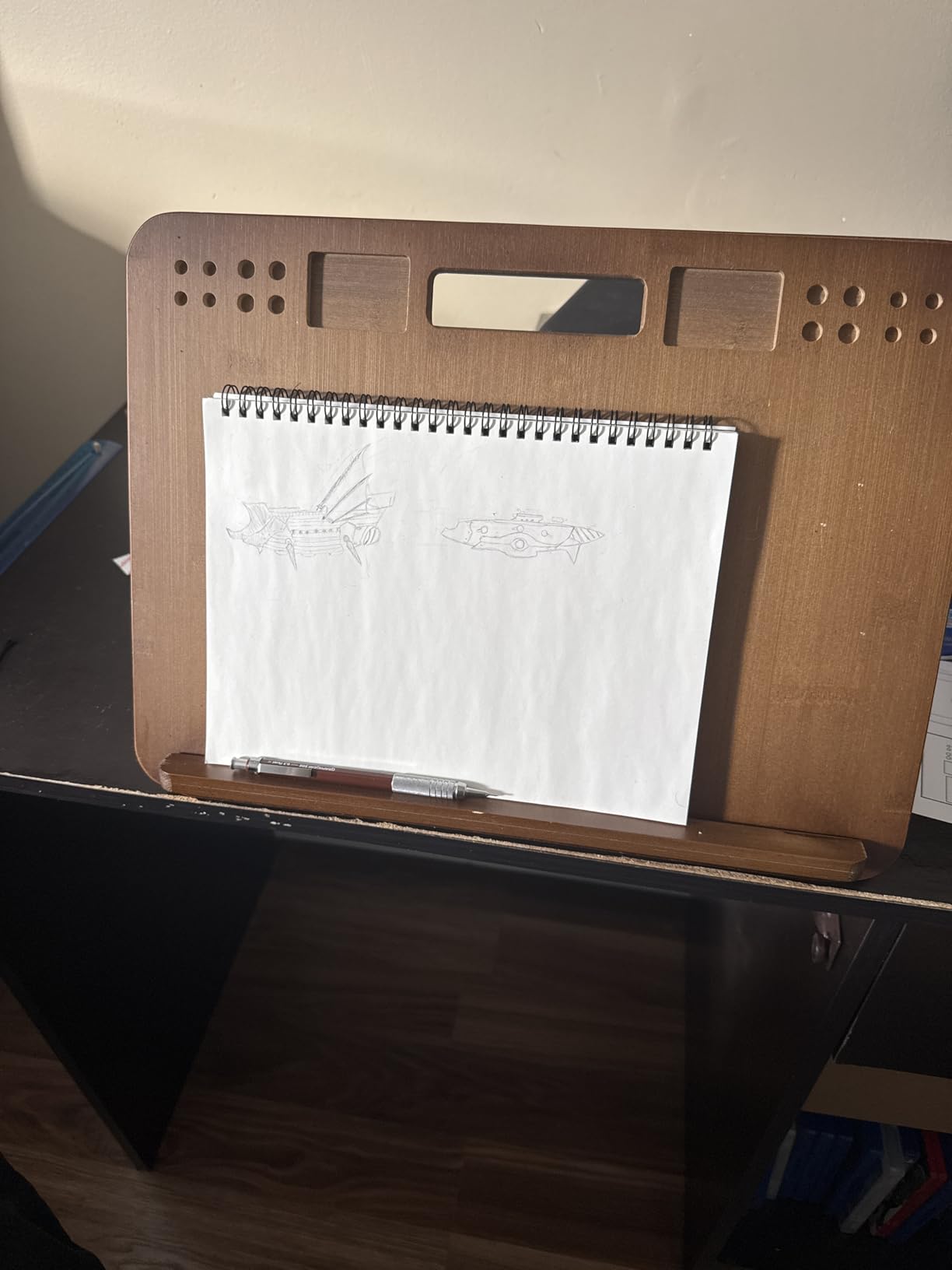 StrongTek Bamboo Tabletop Easel, 6-Angle Drawing Board for Desk and Lap | Pencil and Eraser Slots, Full-Base Lap Support, Secure Angle Positioning, Sketching, Acrylic Painting and Hands-Free Reading customer photo 1