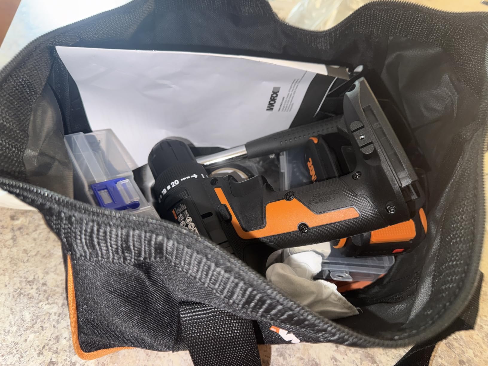 Worx 20V Cordless Drill Driver, 84pc Accessory Kit, Variable 2-Speed, 265 In-Lbs Torque, 20+1 Clutch, Lightweight, Compact, 3/8-Inch Keyless Chuck - Battery & Charger Included customer photo 2