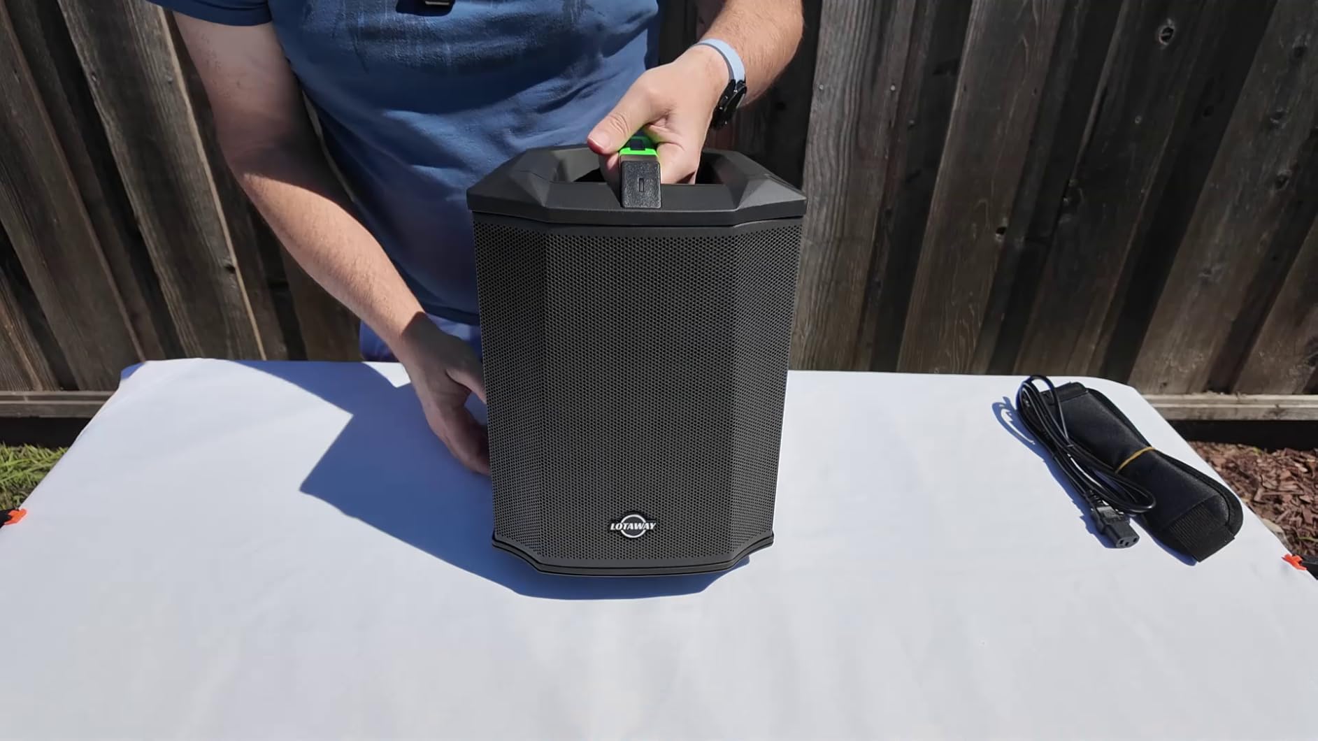LOTAWAY Portable PA System 120W Battery Powered Bluetooth Speaker with Wireless Microphone Input, 6.5