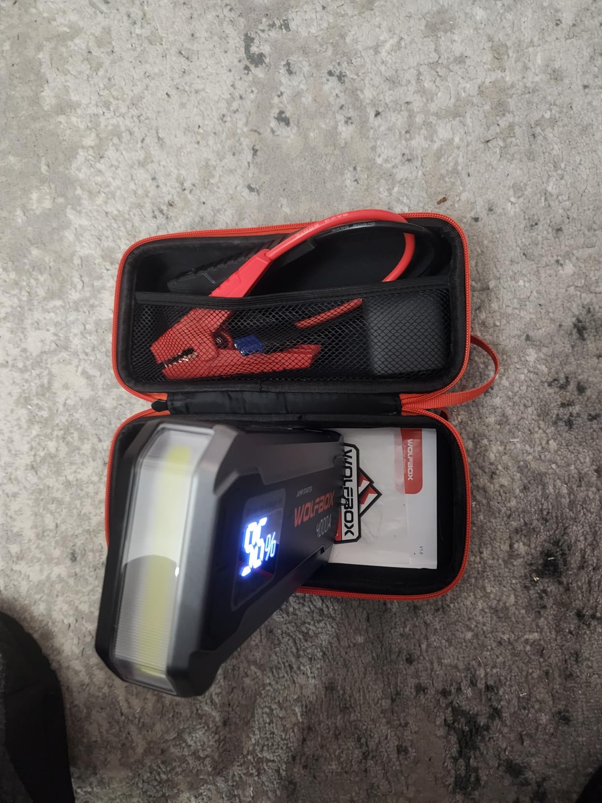 WOLFBOX 4000A Jump Starter, 12V Car Battery Jumper Starter Portable with 65W Quick Charger, LED Display, 88.8Wh Booster Jump Box Pack (10L Gas 10L Diesel Engine) with LED Light, Jumper Cables, MV24 customer photo 1