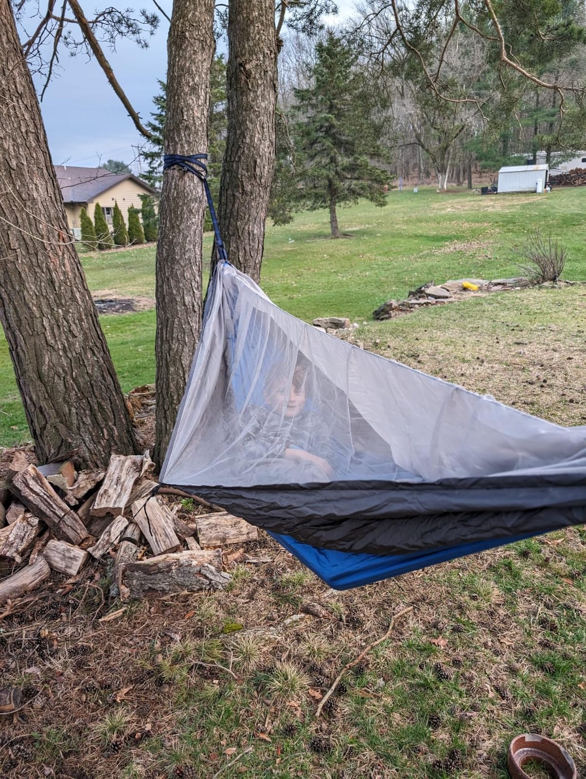 Camping Hammock, Portable Hammocks with Mosquito Net,Lightweight Nylon Parachute Hammock with 10ft Tree Straps,Camping Gear Must Haves for Travel Hiking Backpacking Beach Patio-Green&Khaki customer photo 2