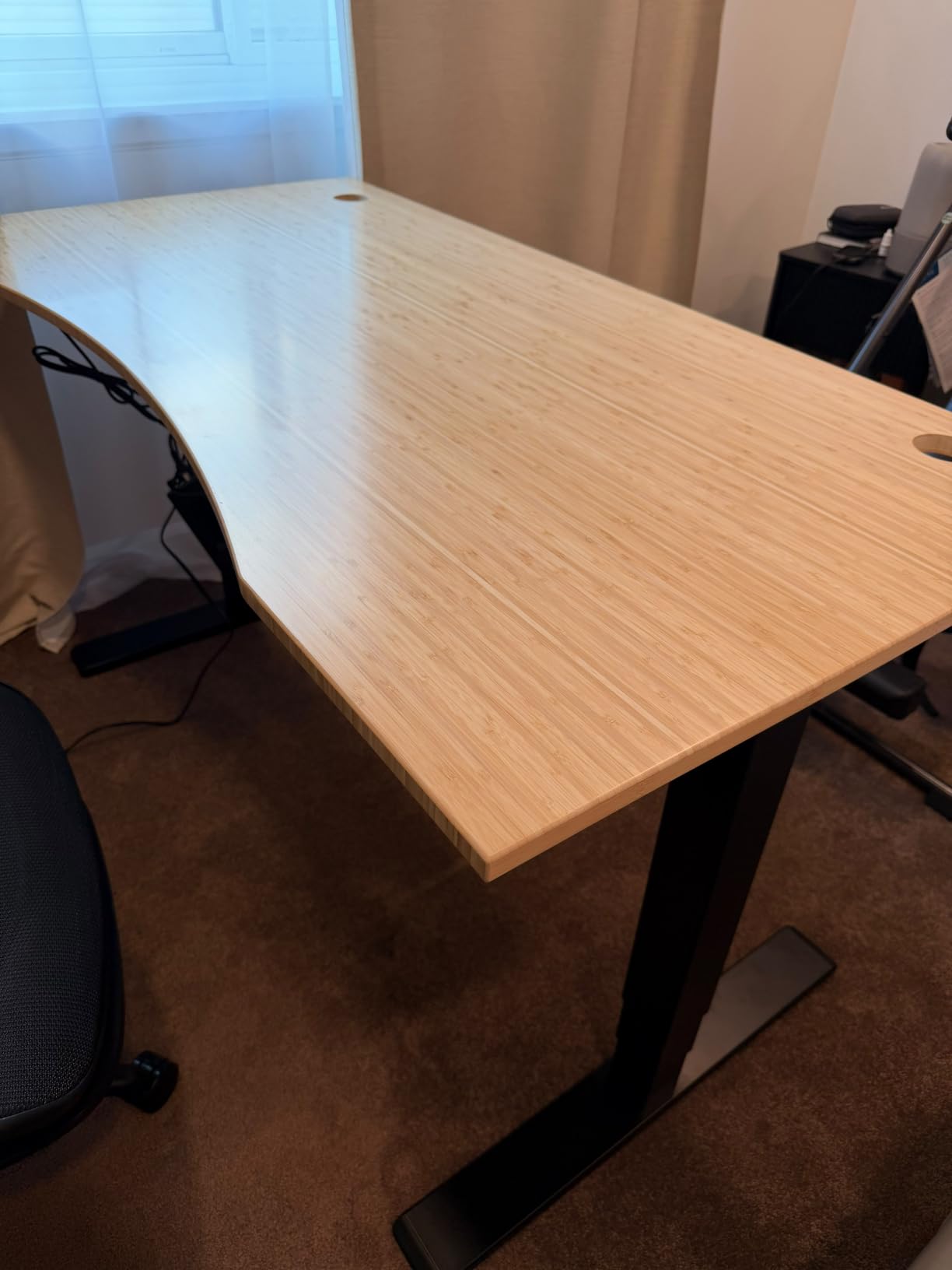 FLEXISPOT E6 MAX Bamboo 55x28 Inch Dual Motor 3-Stage Heavy Duty Standing Desk, 330lbs Weight Capacity, Height Adjustable Desk w/Cable Management & Wheels (Solid Bamboo Desktop + Black Frame) customer photo 2