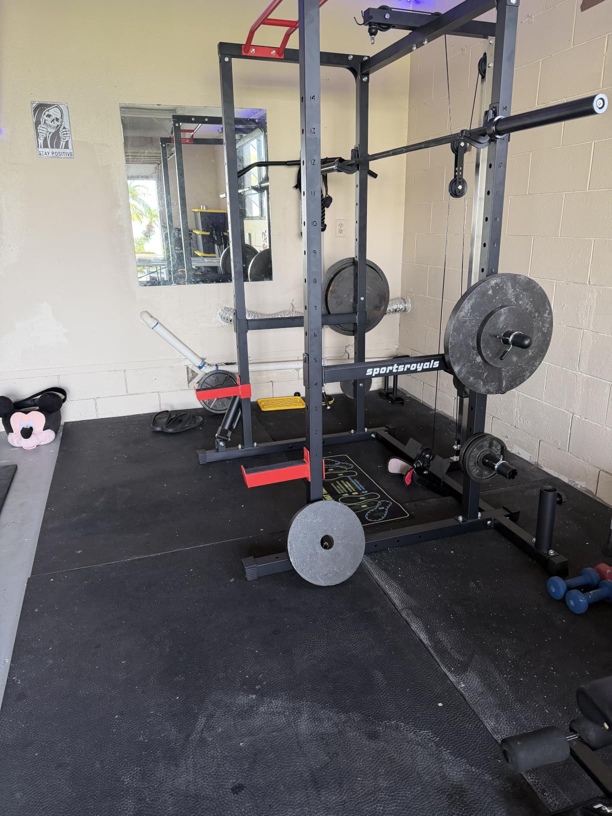 SPORTSROYALS Power Rack, Multi-Functional Power Cage, Squat Rack with Pulley System & LAT Pull Down, Workout Cage with J Hooks for Home Gym customer photo 2