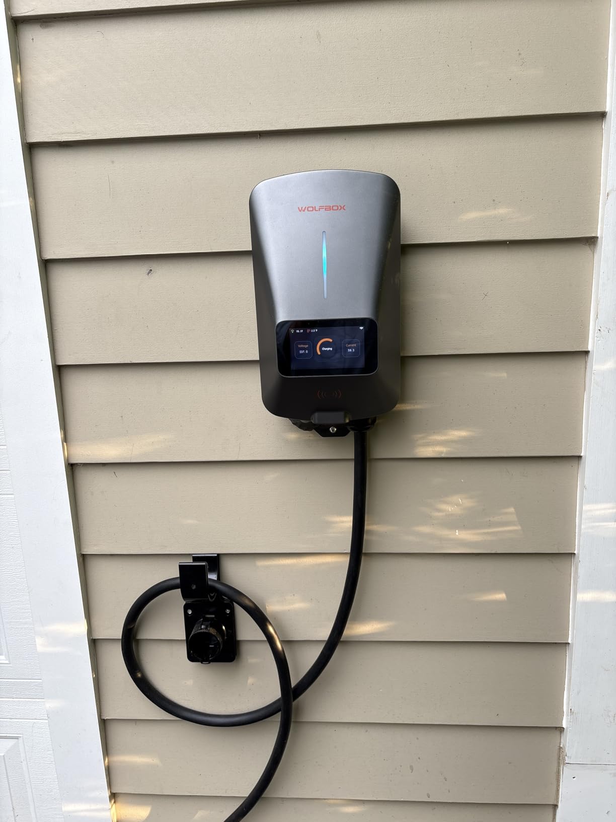 WOLFBOX Level 2 EV Charger 48amp, Hardwired with J1772 Connector, 240V(E48) | CSA Certified, Weatherproof(IP66, NEMA4), 25FT Cable, Smart APP & RFID Card control, Wi-Fi Enabled, 11.5KW customer photo 1
