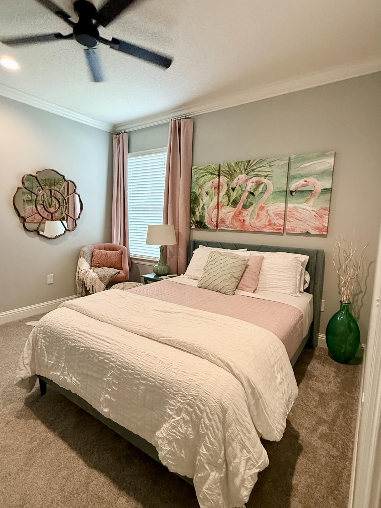 Yaheetech Queen Bed Frame with Chevron Channel-Tufted Headboard, Beige, Wood & fabric frame offers sturdy silent support, easy assembly, no box spring needed, modern chevron style for bedrooms customer photo 1