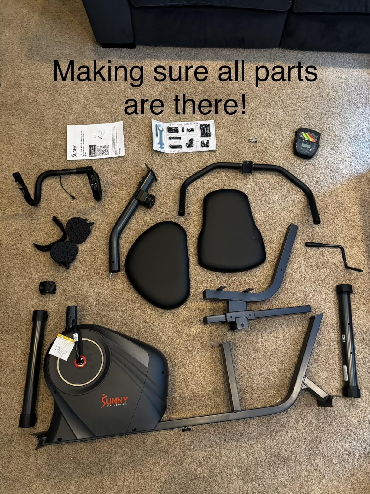 Sunny Health & Fitness Smart Recumbent Bike, Wide Cushioned Seat & Back, Indoor Cycling Machine for Adult/Seniors Home Exercise, Free SunnyFit App Connection customer photo 2