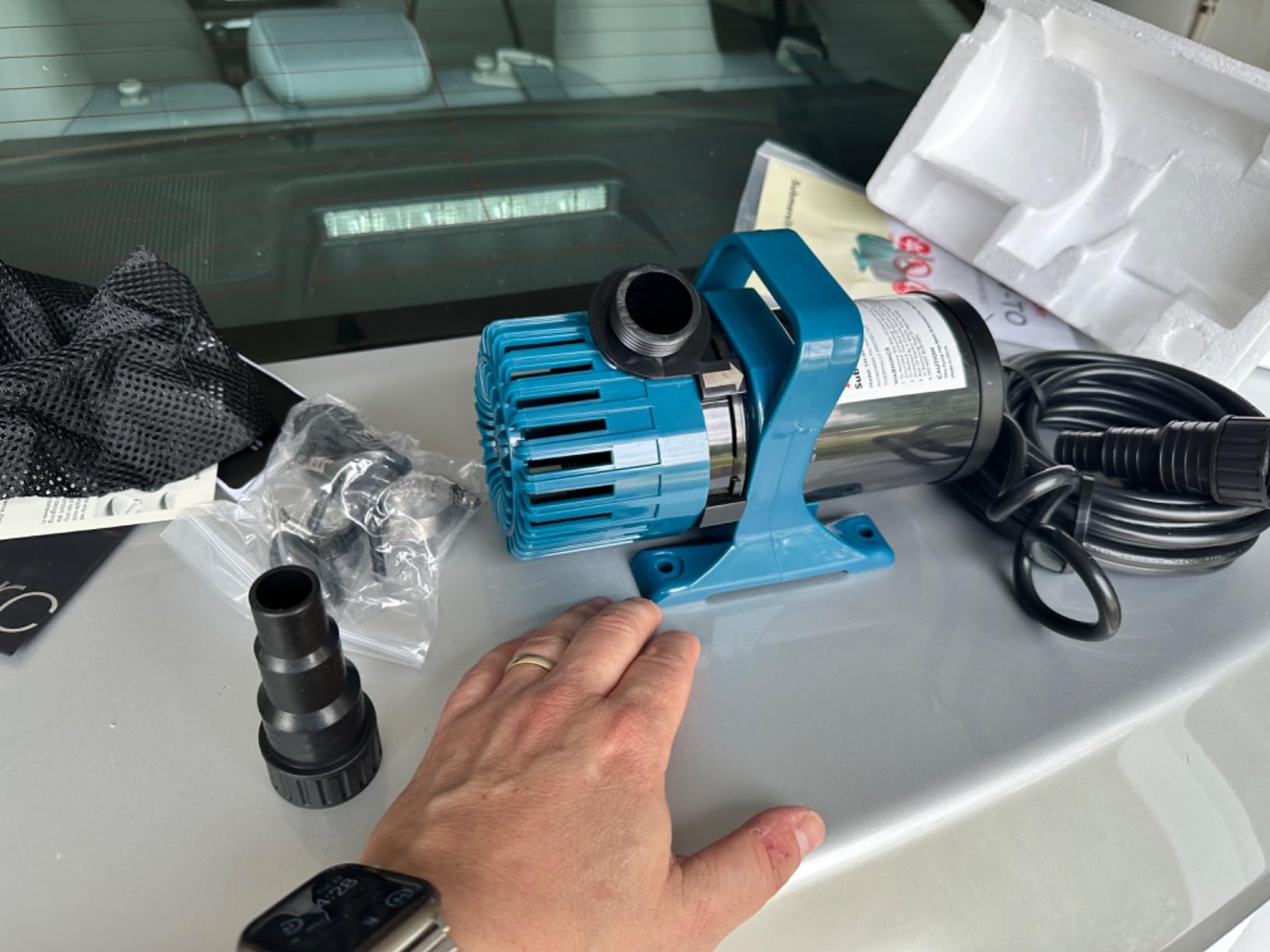 TONGCHANT 1800 GPH Pond Pump for Fish Pond Fountain & Waterfall, 14FT Lift | 100W Submersible Water Pump with 180° Rotatable Nozzle, Filter Bag & 20FT Cord, Ultra-Quiet Operation, UL listed customer photo 2