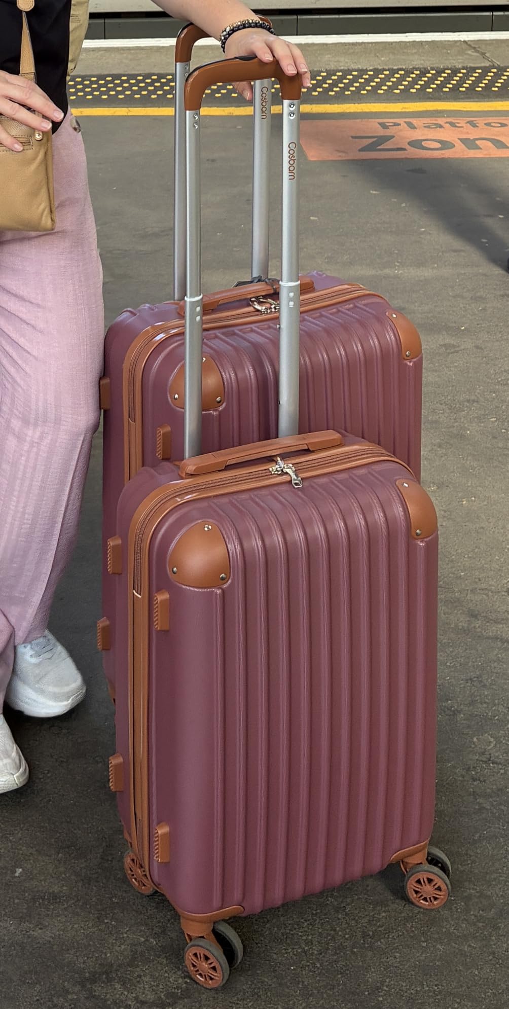 Cosbarn Luggage Sets, Lightweight Durable Hardshell, 5 piece Suitcase Sets | Suitcase set with 360° Spinner Wheels, TSA-approved Lock, Checked Family Travel, 20/24/28 Inch, duffel, toiletry bags customer photo 1