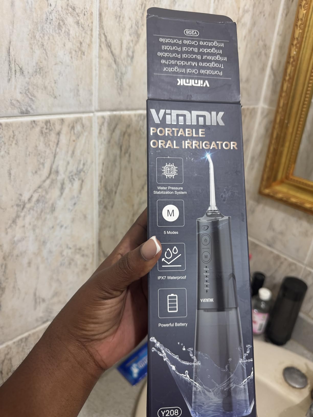 VIMMK Water Flosser, Cordless Water Dental Flosser, 9 Jet Tips 5 Modes 300ML IPX7 Waterproof, Portable Rechargeable Oral Irrigator for Home Travel - Gums, Orthodontic, Braces Care (Black) customer photo 1