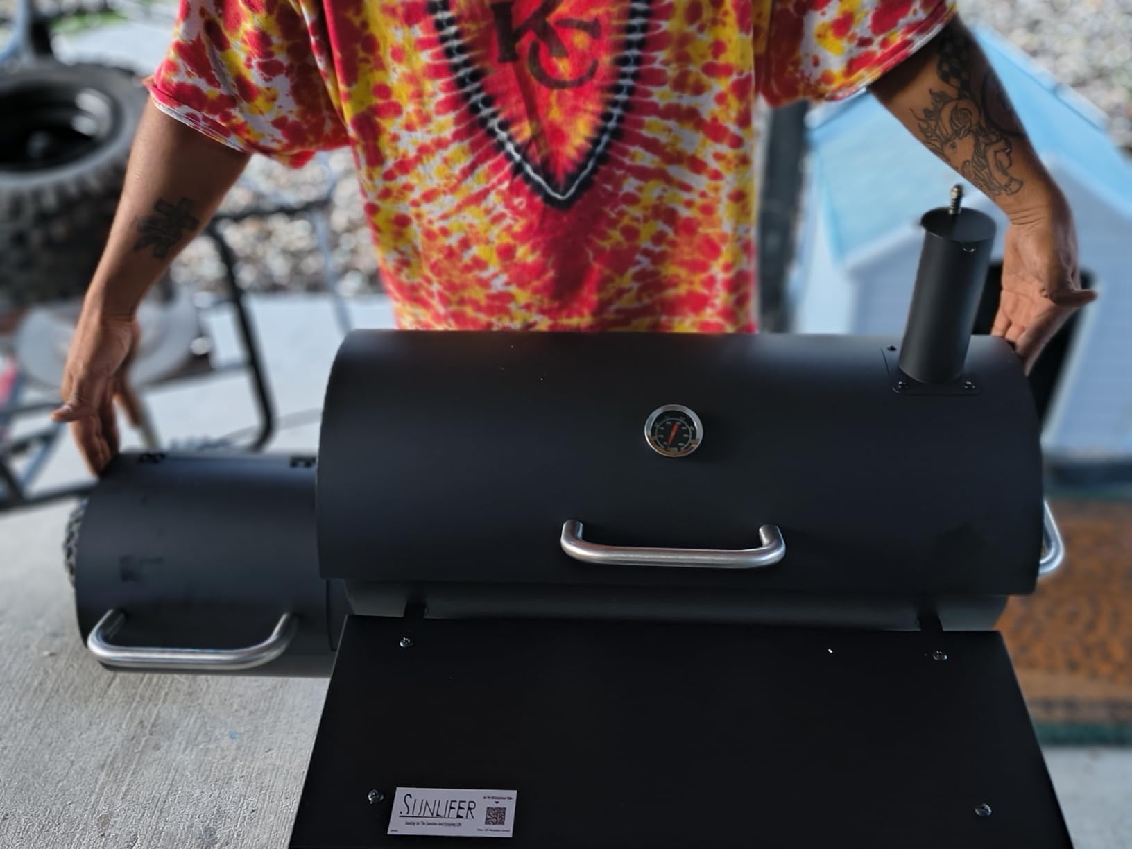 Charcoal Grill Offset Smoker: Charcoal Barbecue Grills with Spacious Cooking Area, Barrel BBQ Grill and Smokers Combo for Outdoor Patio Backyard Camping and Parties customer photo 1