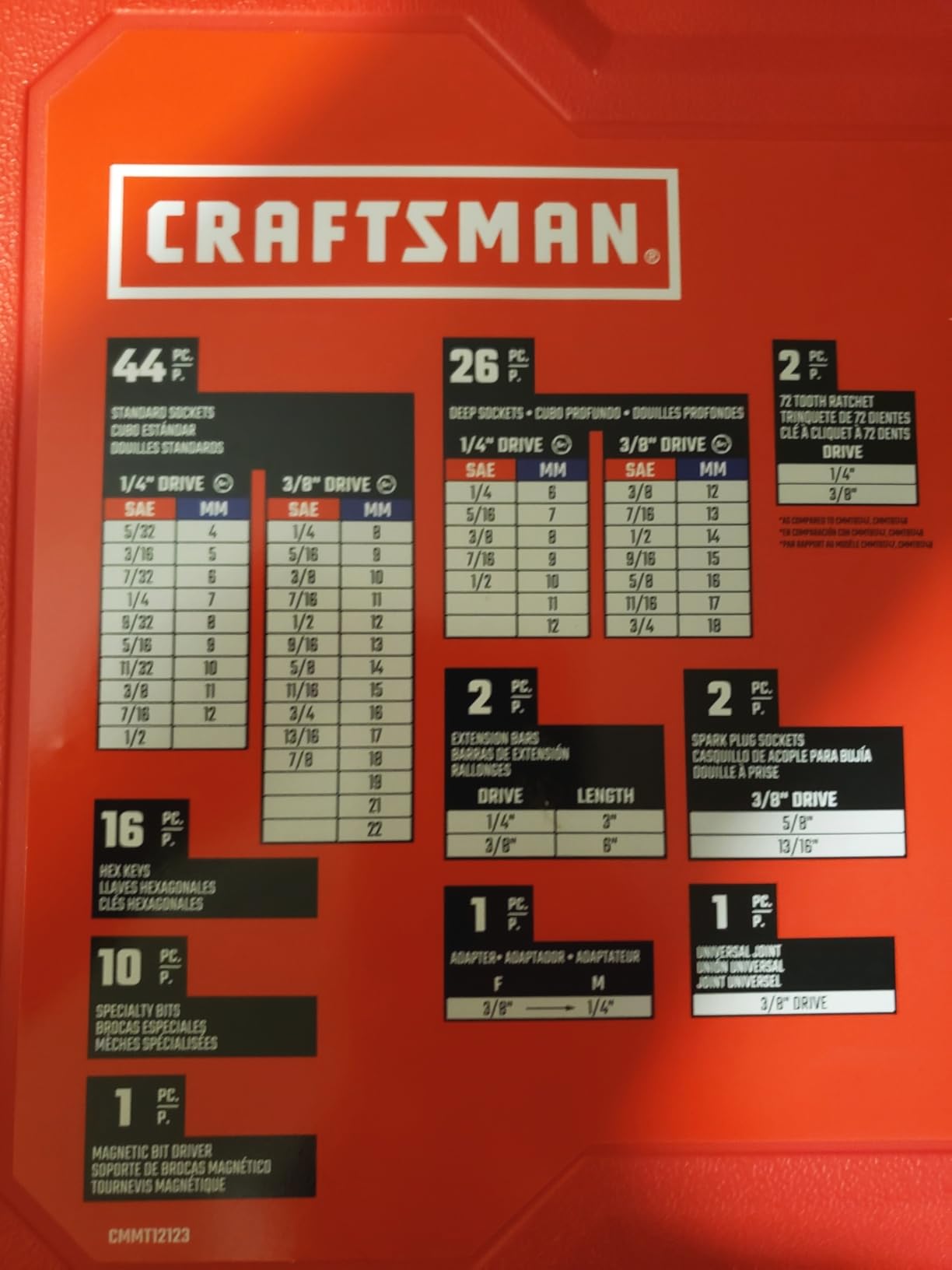 CRAFTSMAN Mechanics Tool Set 105 Pcs, Standard (SAE) and Metric with Case , 1/4 and 3/8 Inch Drive Car Tool Kit (CMMT12123) customer photo 1