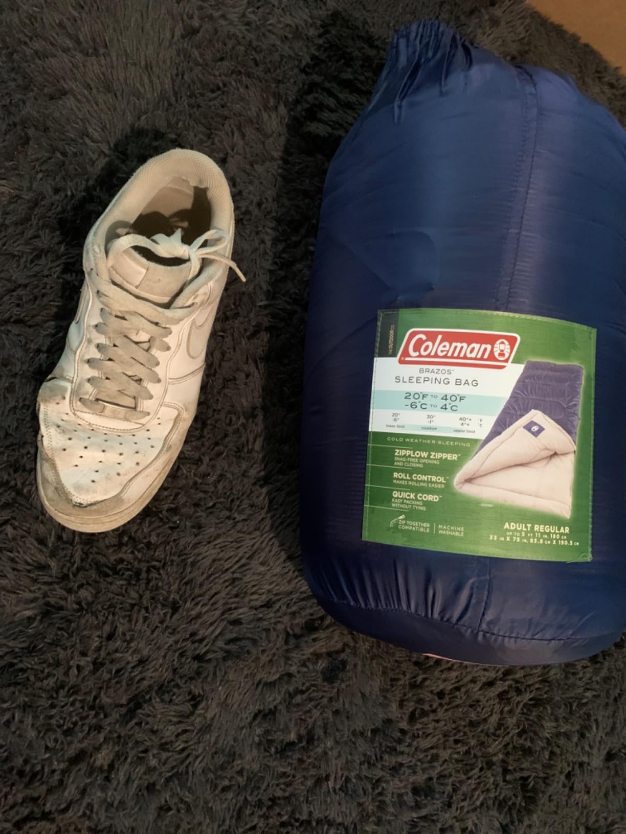 Coleman Brazos 20/30°F Adult Cool-Weather Sleeping Bag with No-Snag Zipper & Stuff Sack, Machine Washable, Great for Camping, Traveling, Guests, & More customer photo 1