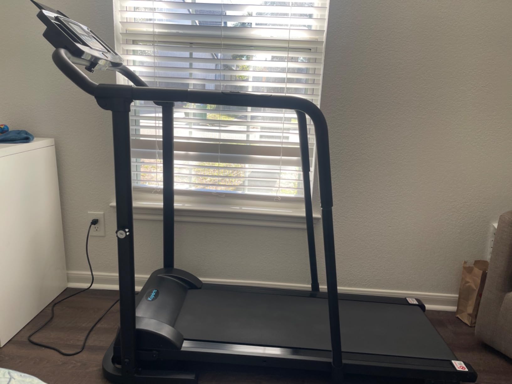 Ksports Advanced Rehab Walking Treadmill with 2.25HP Motor, Long Handrails for Balance, 287 LB Capacity, 0.4-8.0 MPH, 3-Level Incline, Bluetooth for Kinomap, Zwift & FitShow, Foldable with LCD Display customer photo 2