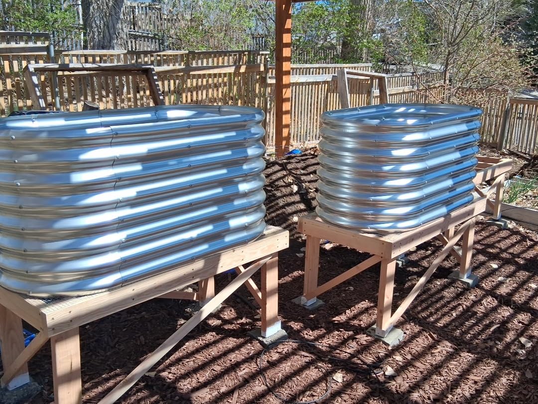 Land Guard Galvanized Raised Garden Bed, 8x4x2ft Planter Boxes Outdoor, Oval Larger Metal Planter Boxes for Vegetables, Fruits, Flowers (Silver) customer photo 2