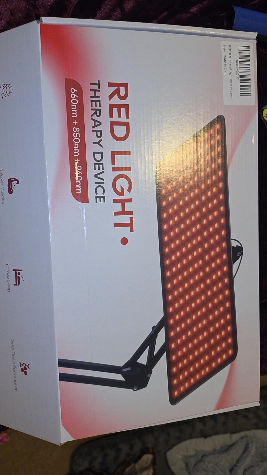 Red Light Therapy for Body and Face - 660nm 850nm 940nm Infrared Redlight Lamp with Large Panel and Stable Stand for Home Use (Large) customer photo 2