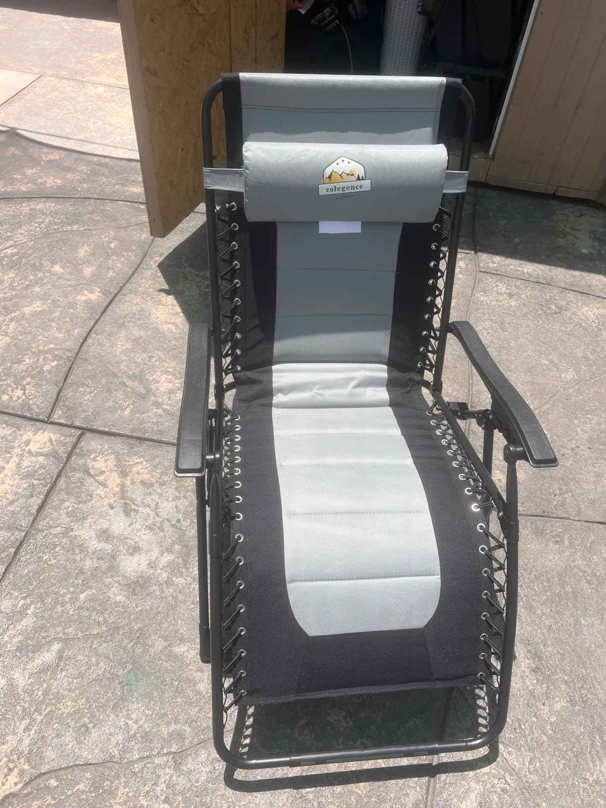 Colegence Oversized Padded Zero Gravity Lounge Chair, Foldable Patio Anti Gravity Reclining Chairs Folding Lawn Recliner with Cup Holder for Yard, Camping, Outdoor, Support 350 LBS, Black customer photo 2