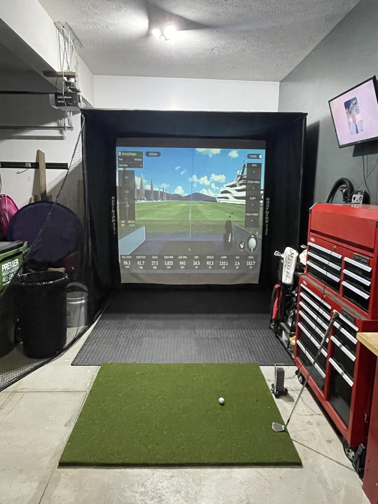 Complete Golf Simulator Enclosure Package - 4K-Ready Impact Screen with Blackout Cage, Projector Mount, Frame Poles, Side Shank Nets | Indoor & Garage Practice | Easy Setup | 12-Month Warranty customer photo 1