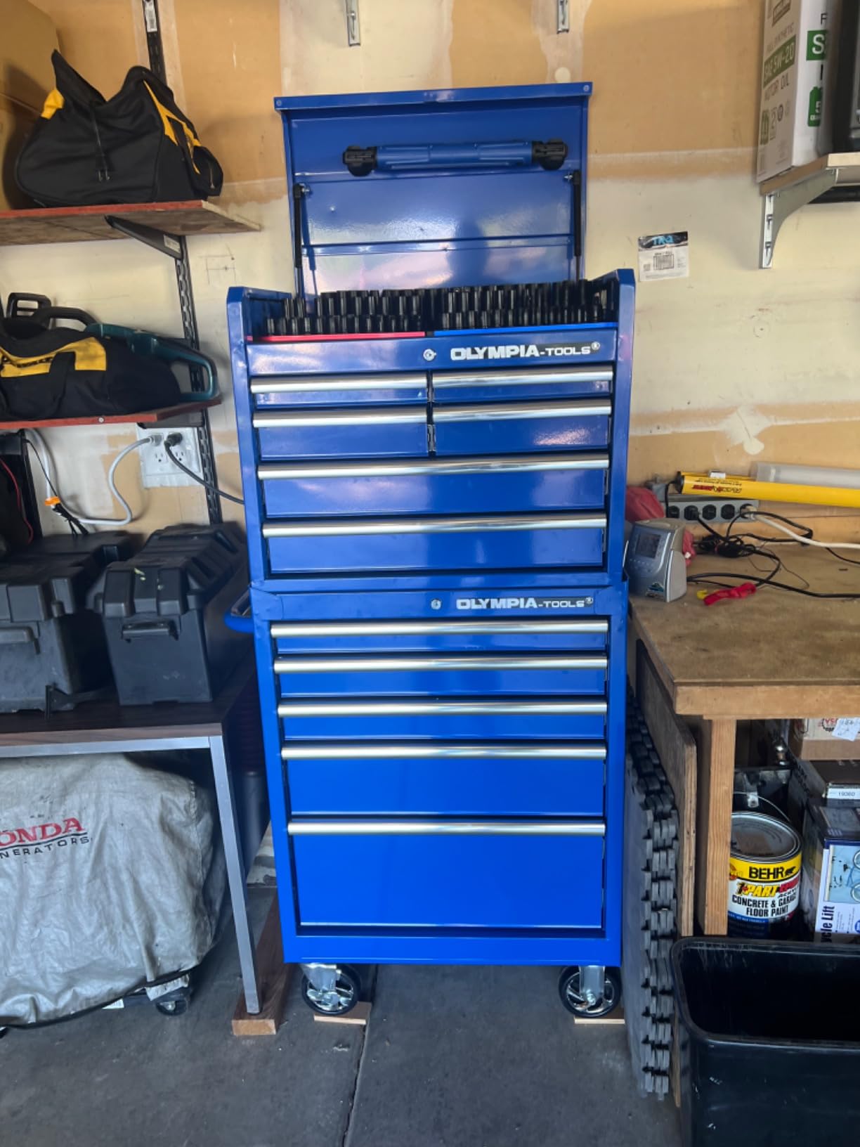 Olympia Tools 72 inch Heavy Duty Mobile Tool Chest Tool Box, with Solid Wood Top Workbench, 15-Drawer Rolling Tool Chest customer photo 2