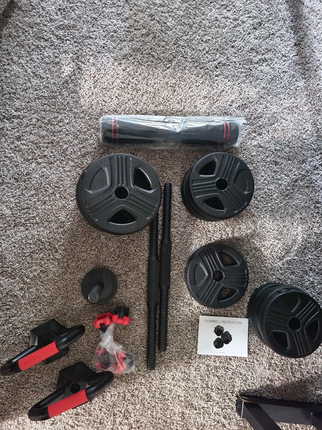 FITPLAM Adjustable dumbbell set, 20/35/45/55/70/90lbs Free Weights set with upgraded nut, 5 in 1 Weight Set Used as Kettlebells, Barbell, Push up Stand, Fitness Exercise for Home Gym Suitable Men/Women customer photo 2