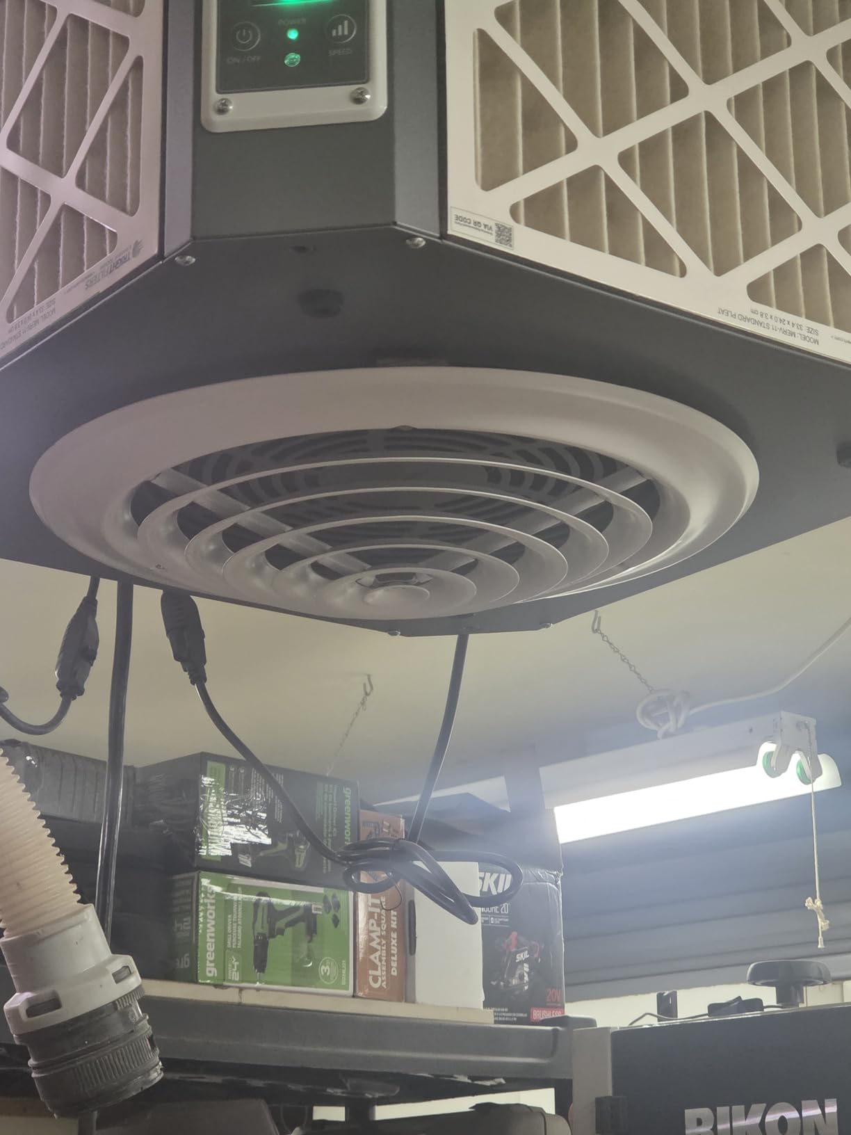 Abestorm 360 Degree Intake Air Filtration System for Woodworking, Built-in Ionizer, 1350CFM Hanging Air Filter, Shop Dust Collector, Garage WorkShop, MERV-11 filter, DecDust 1350IG customer photo 2