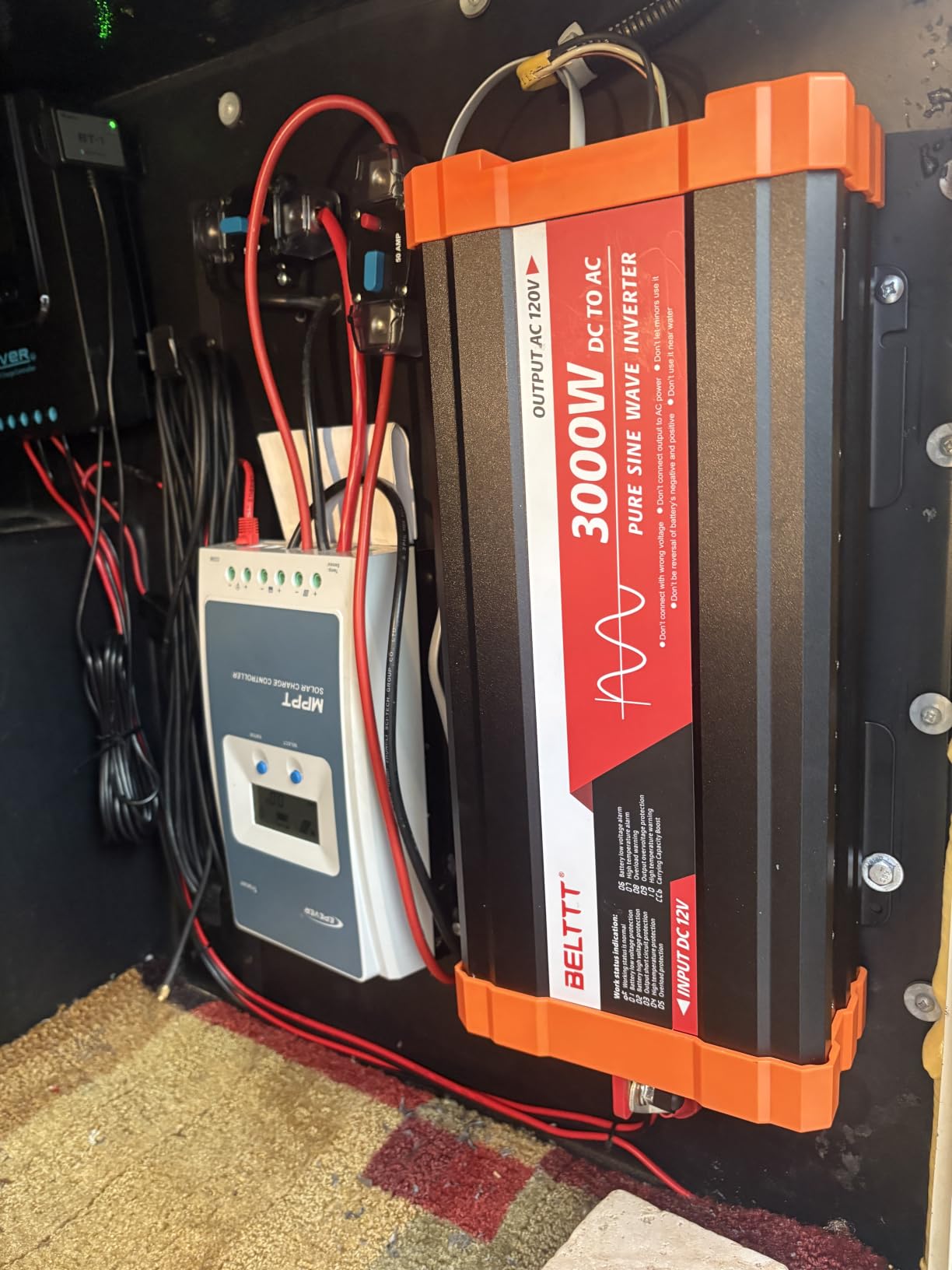BELTTT 3000W Pure Sine Wave Inverter 12V DC to 120V AC for Solar, Off-Grid, RV, Truck, Home, Power Inverter with Dual AC, 20A Socket, 5V 2.1A USB, Hardwire Port, Remote Controller 23Ft Cable customer photo 1