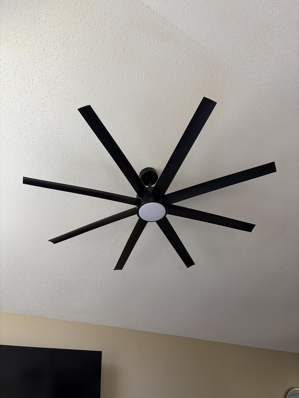 Modern Ceiling Fans with Lights, 72 Inch Ceiling Fan with Light and Remote, Bedroom Living Room Library Cafe Outdoor/Industrial, 24W 6CCT Dimmable, 8 Blades 6 Speed Reversible Quiet DC Motor, Black customer photo 2