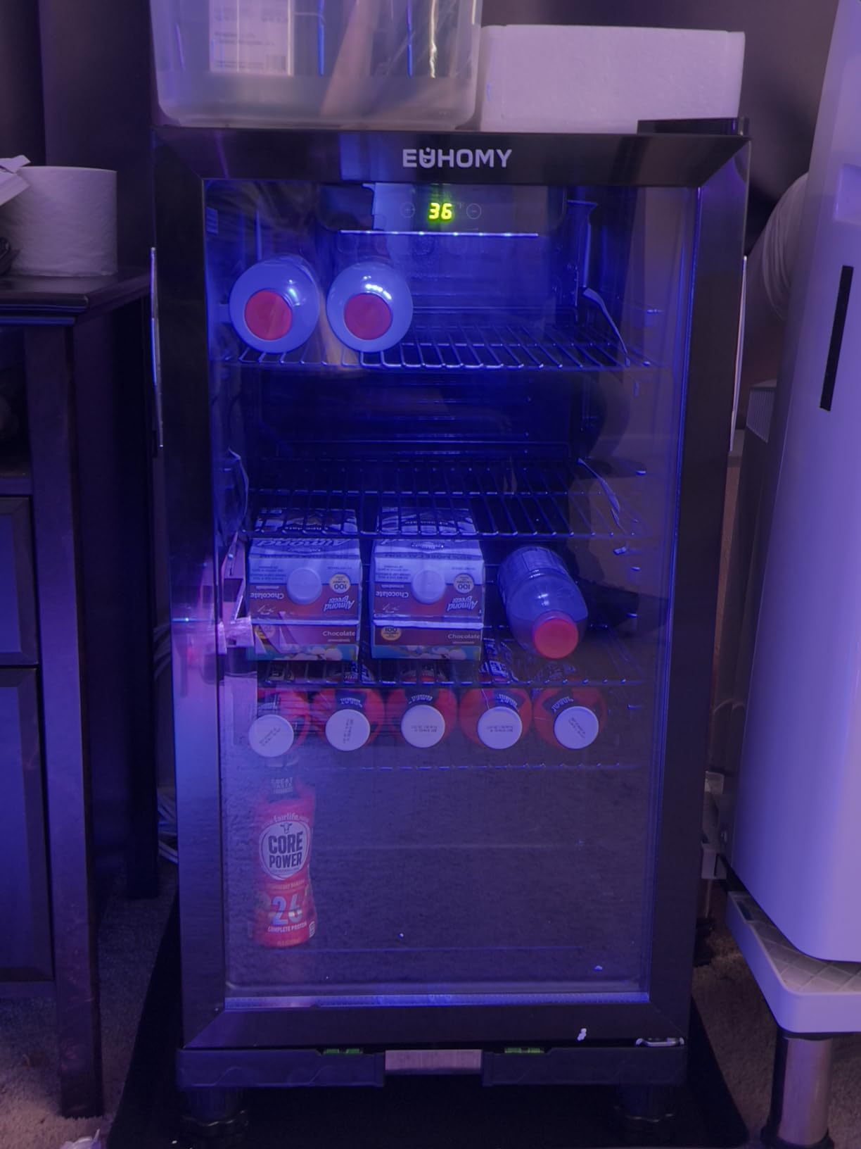 EUHOMY 145 Can Mini Fridge, 4.5 Cu.ft Beverage Refrigerator with Glass Door | 32°F to 61°F, Compressor Cooling, Digital Temperature Control, Adjustable Shelves, LED Light, 40 dB, Home Office Bar Use customer photo 1