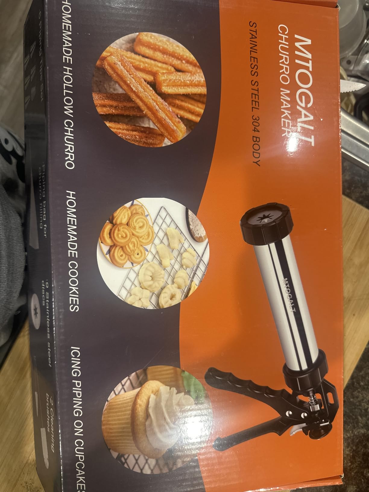 21-Piece Cookie Press Set & Churro Maker Machine - Stainless Steel Baking Gun for Spritz Cookies, Hollow Churros, and Pastry - Includes 6 Nozzles, 9 Discs, Piping Bag, and 2 Brushes customer photo 2