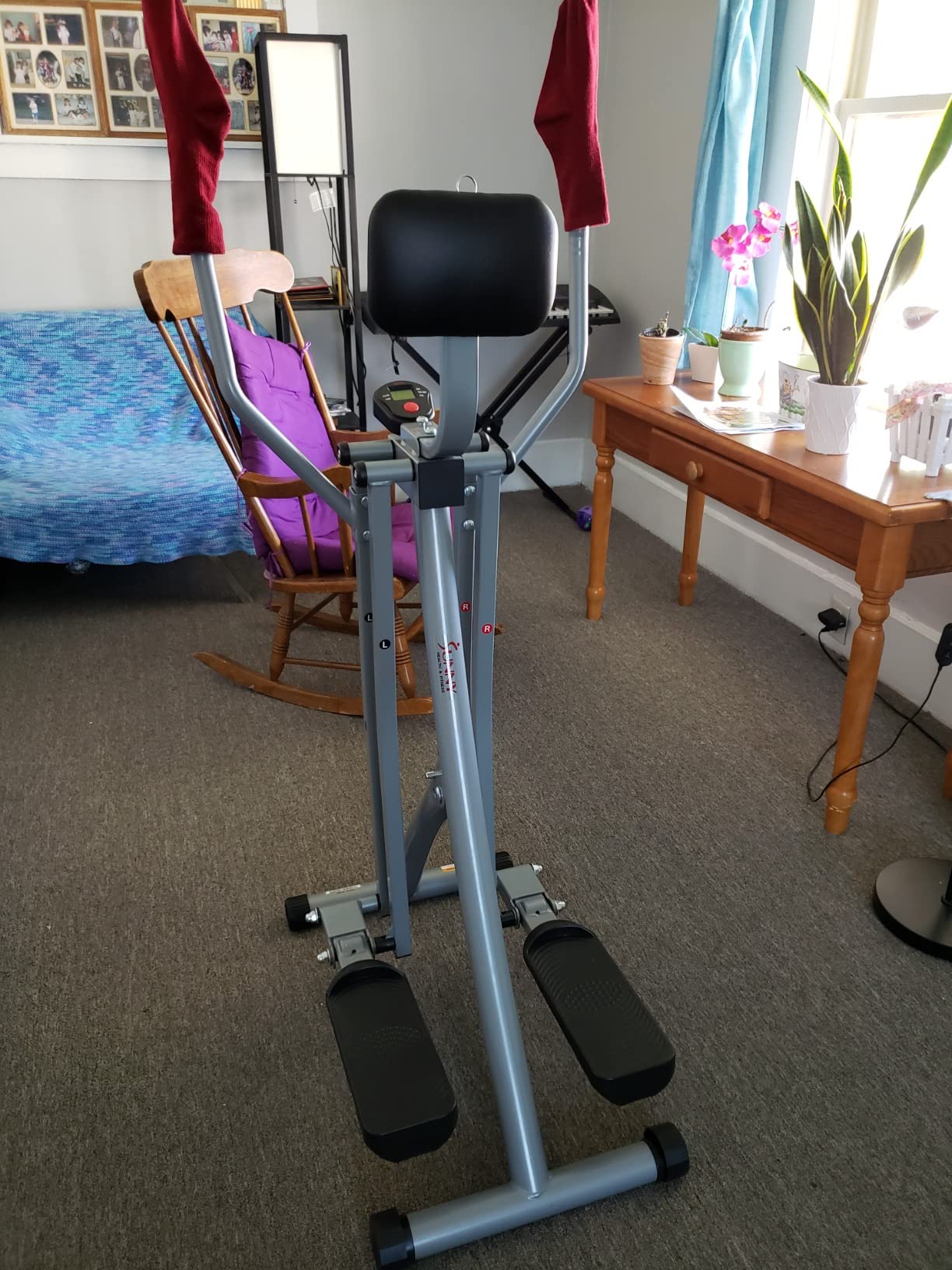 Sunny Health & Fitness Smart Air Walker Elliptical Glider Exercise Machine | Foldable and Compact Design, 30