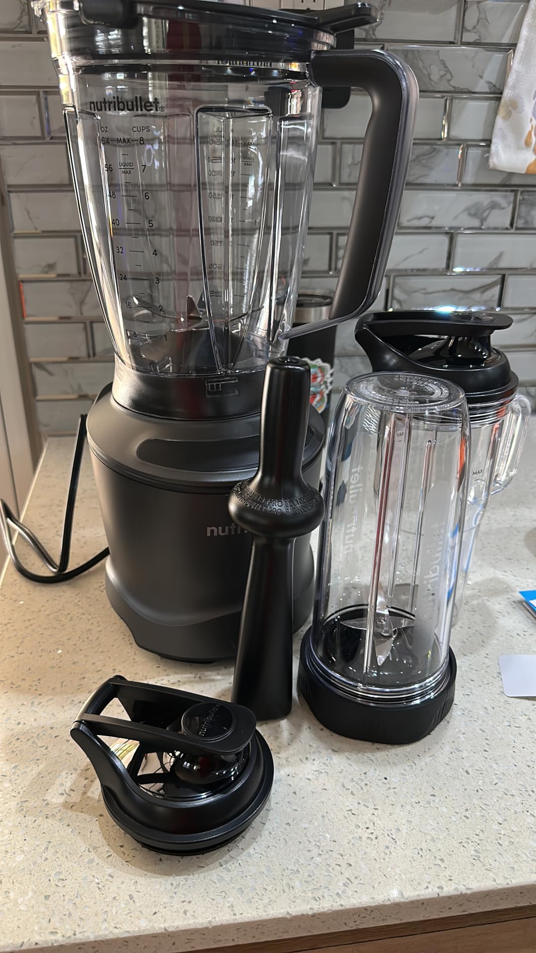 nutribullet SmartSense Blender Combo, 1400W, 64oz Pitcher, 32oz & 24oz Cups, 5-Speed, Smoothies, Ice and Frozen Fruit, Nut Milk, Soup, Matte Black, NBF50700AK customer photo 2
