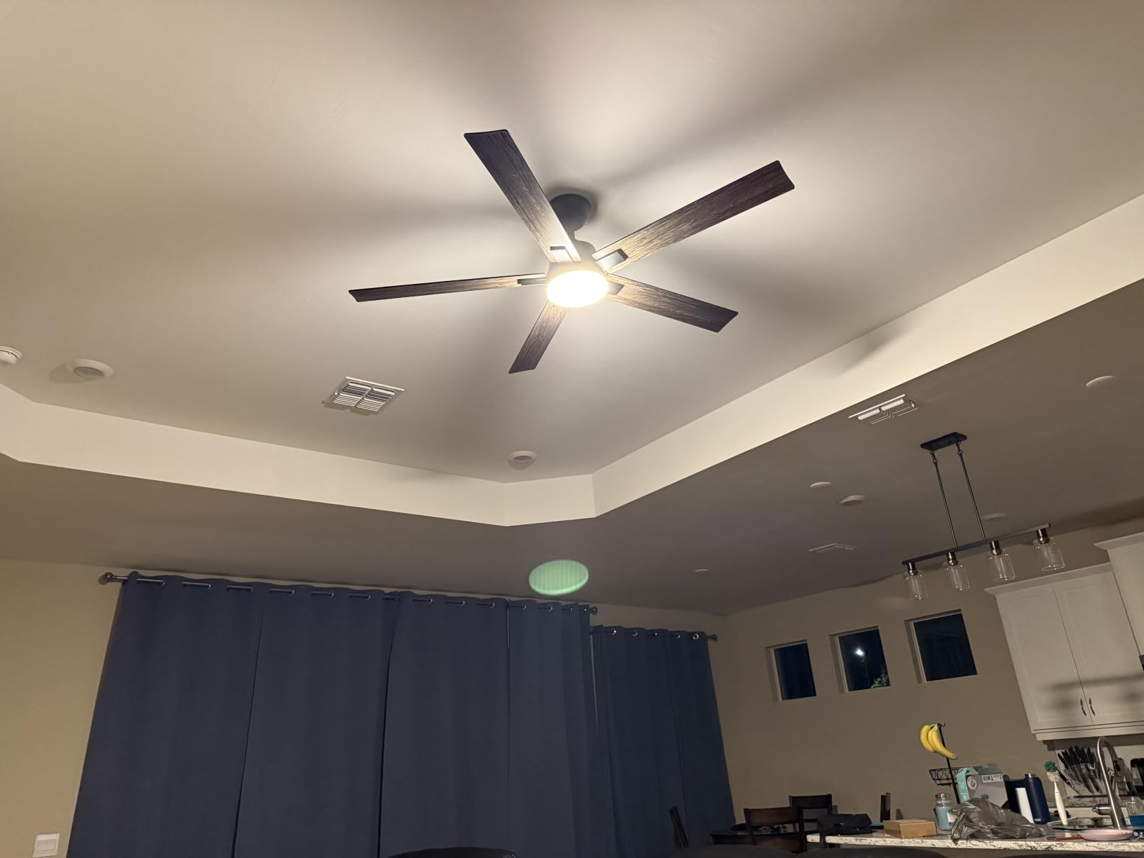 Rayqueen 60 Inch Black Ceiling Fans with Lights and Remote, Includes Downrod | 6 Speed Reversible DC motor, 3-color temperature dimmable LED. For indoor/covered outdoor. Modern style for bedroom room customer photo 2