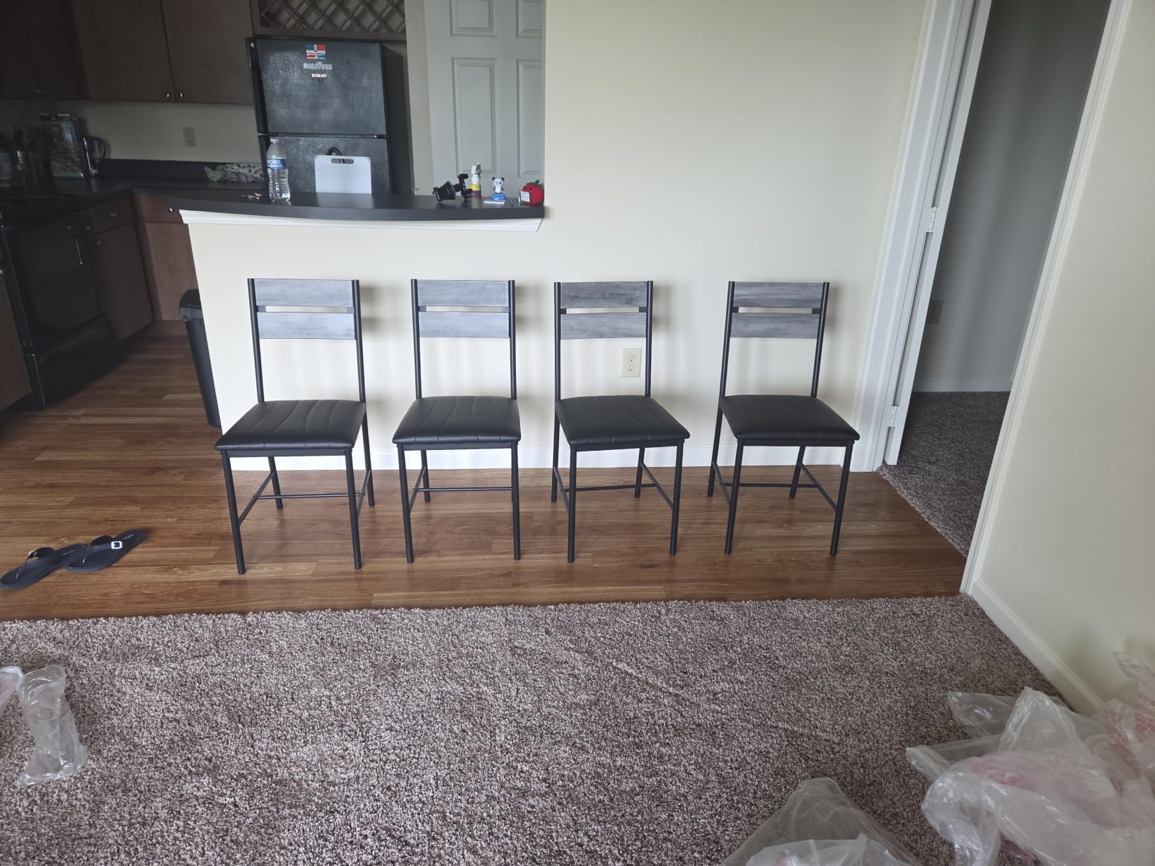 IRONCK Dining Table Set for 4, Rustic Brown | Wood Kitchen Table with Upholstered Chairs for Kitchen Room and Small Spaces customer photo 1