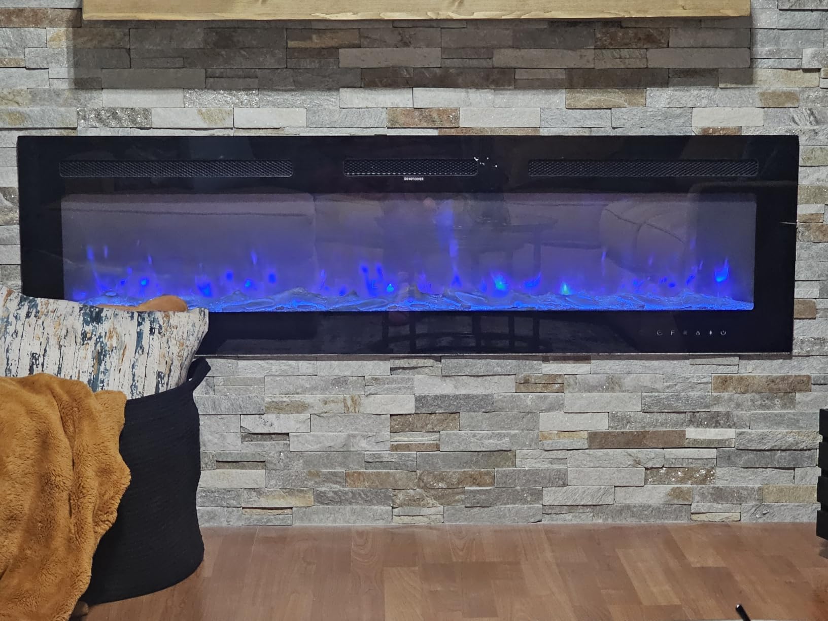 EUHOMY 50 Inch Electric Fireplace Wall Recessed and Wall Mounted with Adjustable Flame Color, Fireplace Heater with Remote Control, Linear Fireplace with Timer, Touch Screen, Log & Crystal, 750/1500W customer photo 2