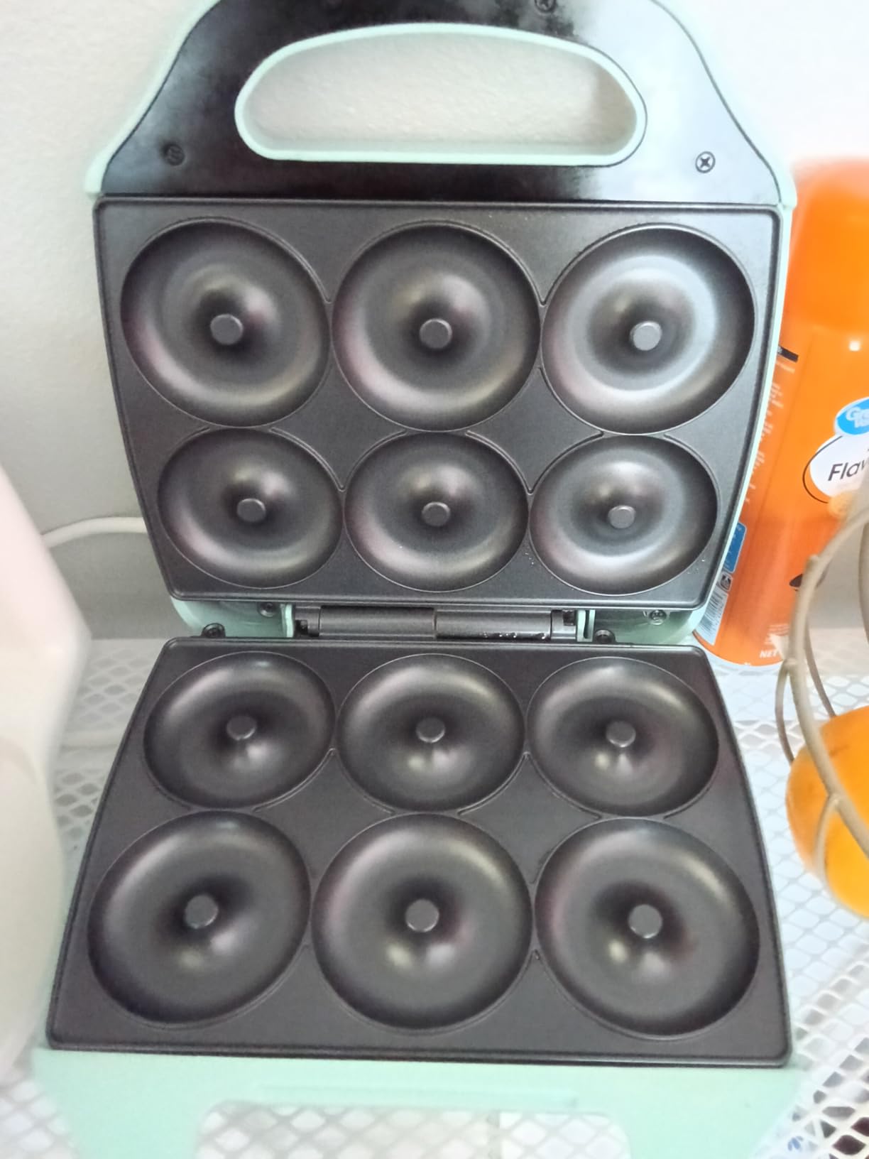 Baker's Friend Mini Donut Maker Machine for Home, 6 x 3'' Mini Doughnut Maker Machine, Donut Maker for Kids, Maquina Para Hacer Donas, Donut Baking Pan, Donut Party, Aqua customer photo 1