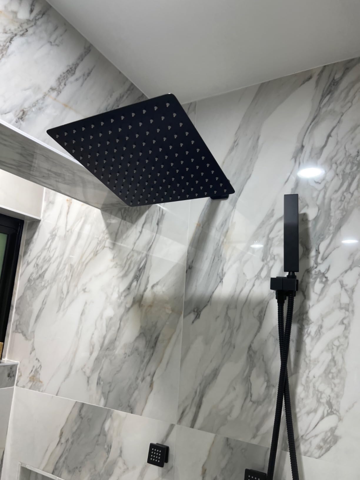 Shower System with Body Jets Matte Black, STARBATH 4 Way 12+6