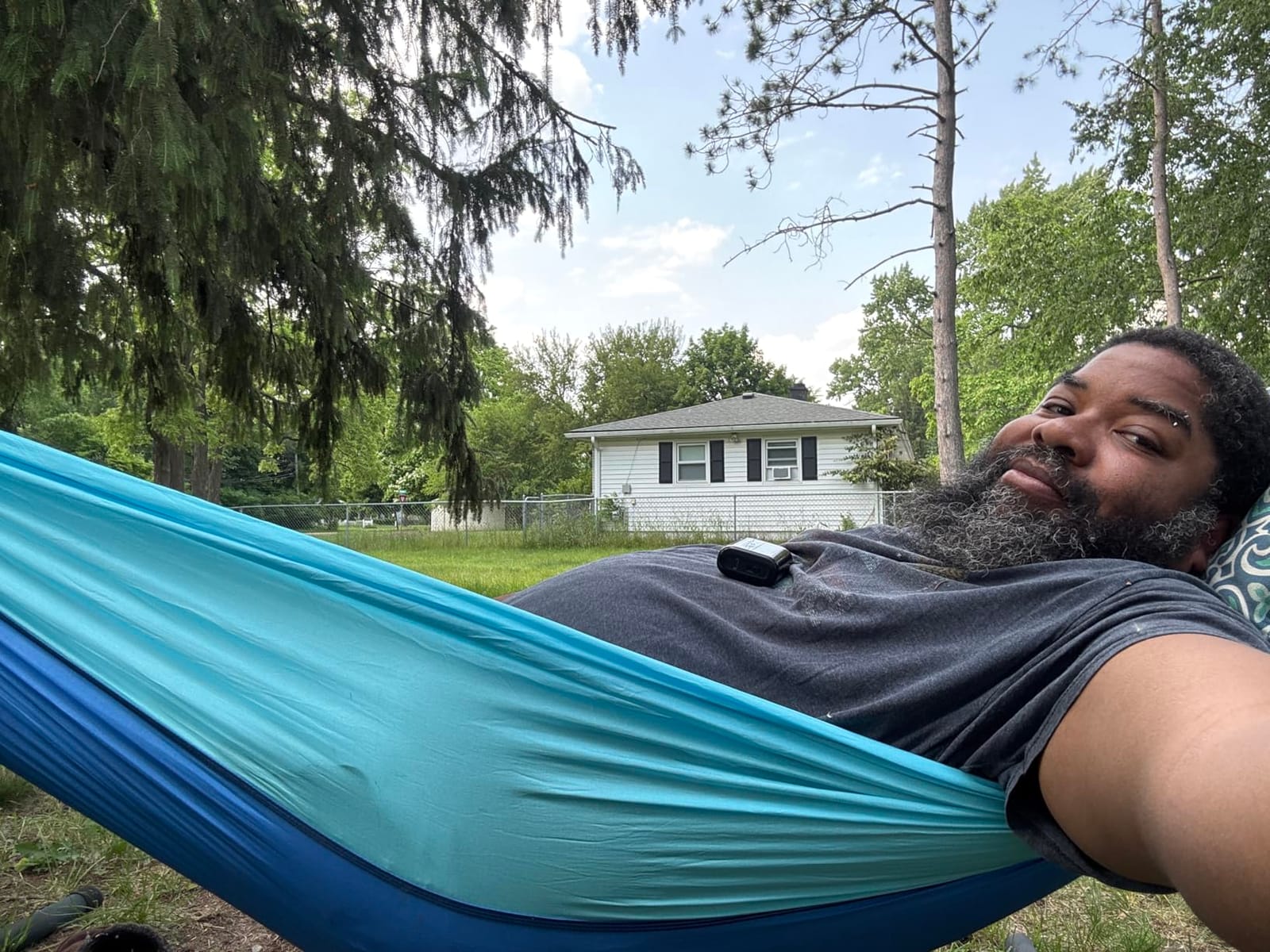 Camping Hammock Lightweight, Portable Hammocks Parachute Hammock with Two Tree Straps, Single or Double Travel Swing Nylon Camp Hammocks, Outdoor Essentials for Beach Backpacking Hiking, Blue customer photo 1