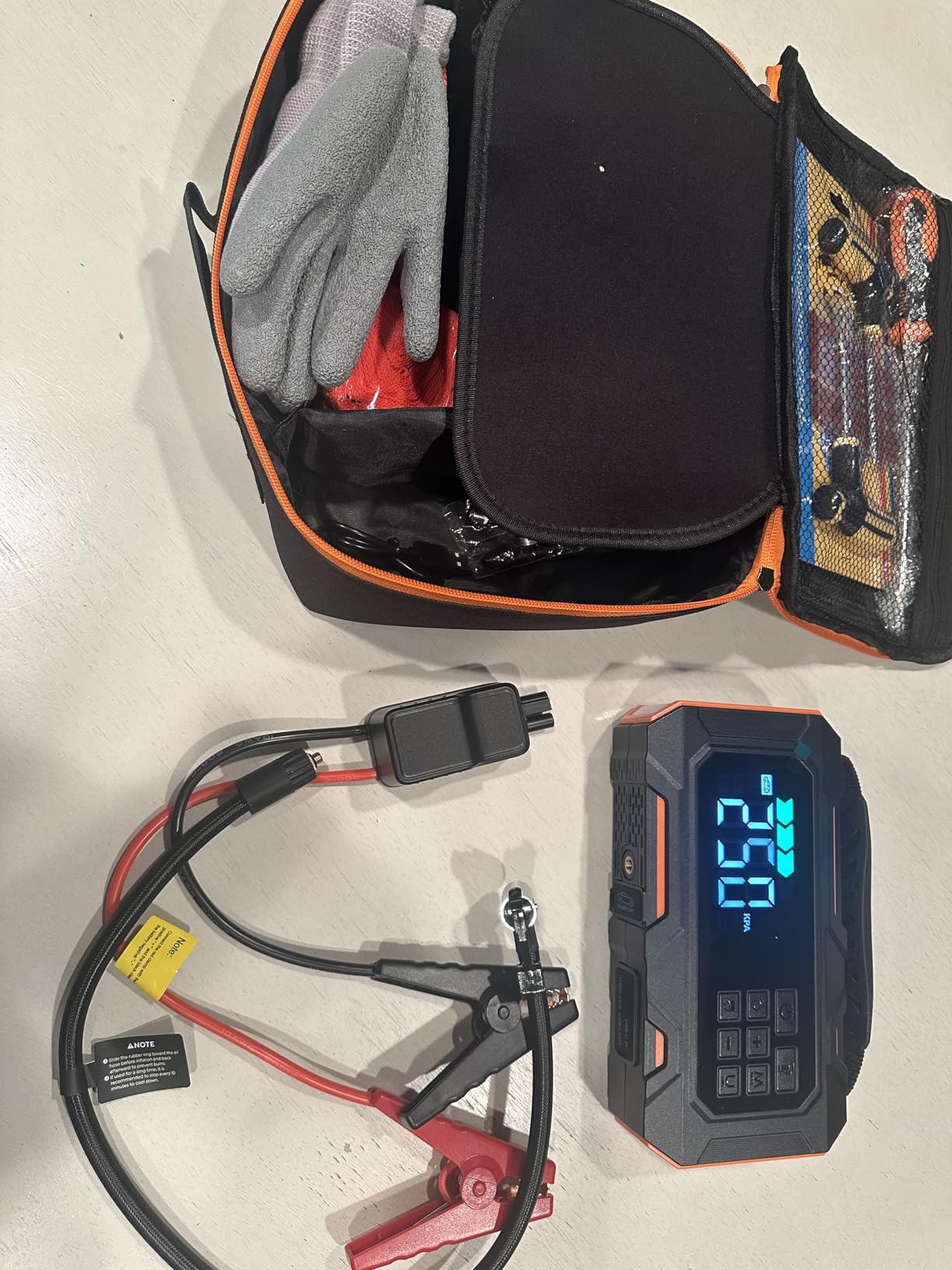 TREKURE 16-in-1 8000A Car Battery Jump Starter with Air Compressor 160PSI, Jump Starter Jump Box (All Gas 12L Diesel) with Portable Jumper Cables, Auto-Shutoff Tire Inflator, Gloves, Tow Rope customer photo 2