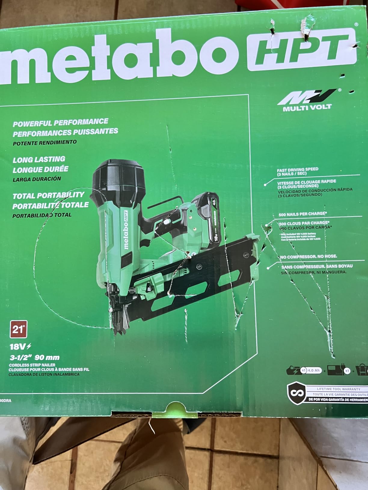 Metabo HPT 18V MultiVolt Cordless 21 Degree Framing Nailer Kit, 3-1/2