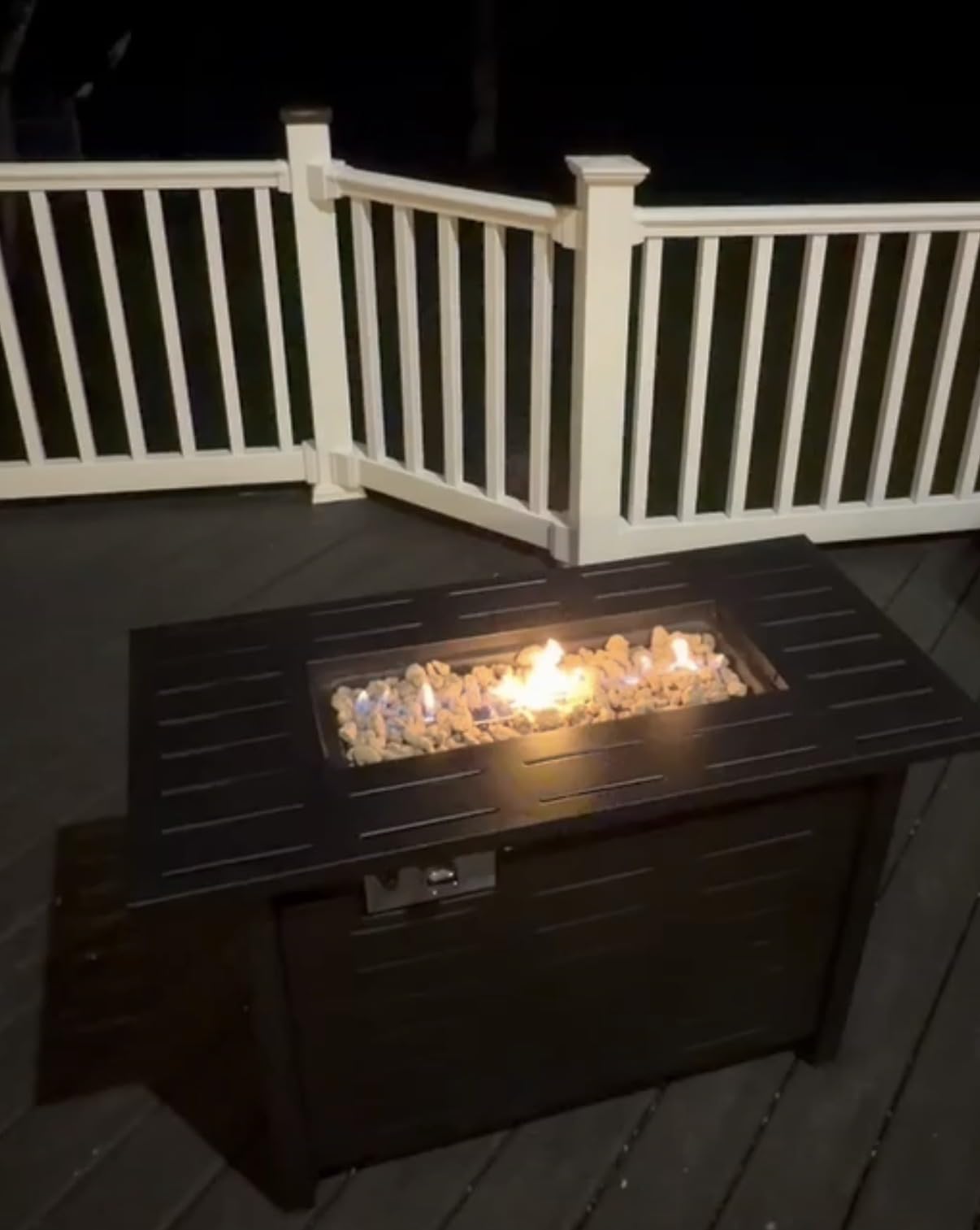 Aoxun 41 Inch Propane Fire Pit-50,000 BTU Gas Fire Pit Table with Removable Lid & Lava Rocks, Rectangle Firepit Table for Outside, Patio, Deck, Backyard, Black customer photo 1