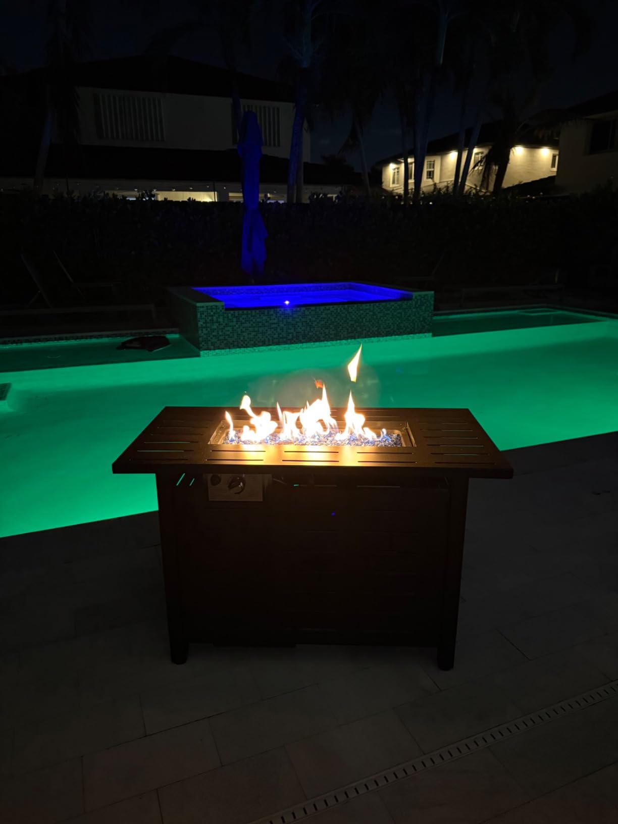 Aoxun 41 Inch Propane Fire Pit-50,000 BTU Gas Fire Pit Table with Removable Lid & Lava Rocks, Rectangle Firepit Table for Outside, Patio, Deck, Backyard, Black customer photo 2