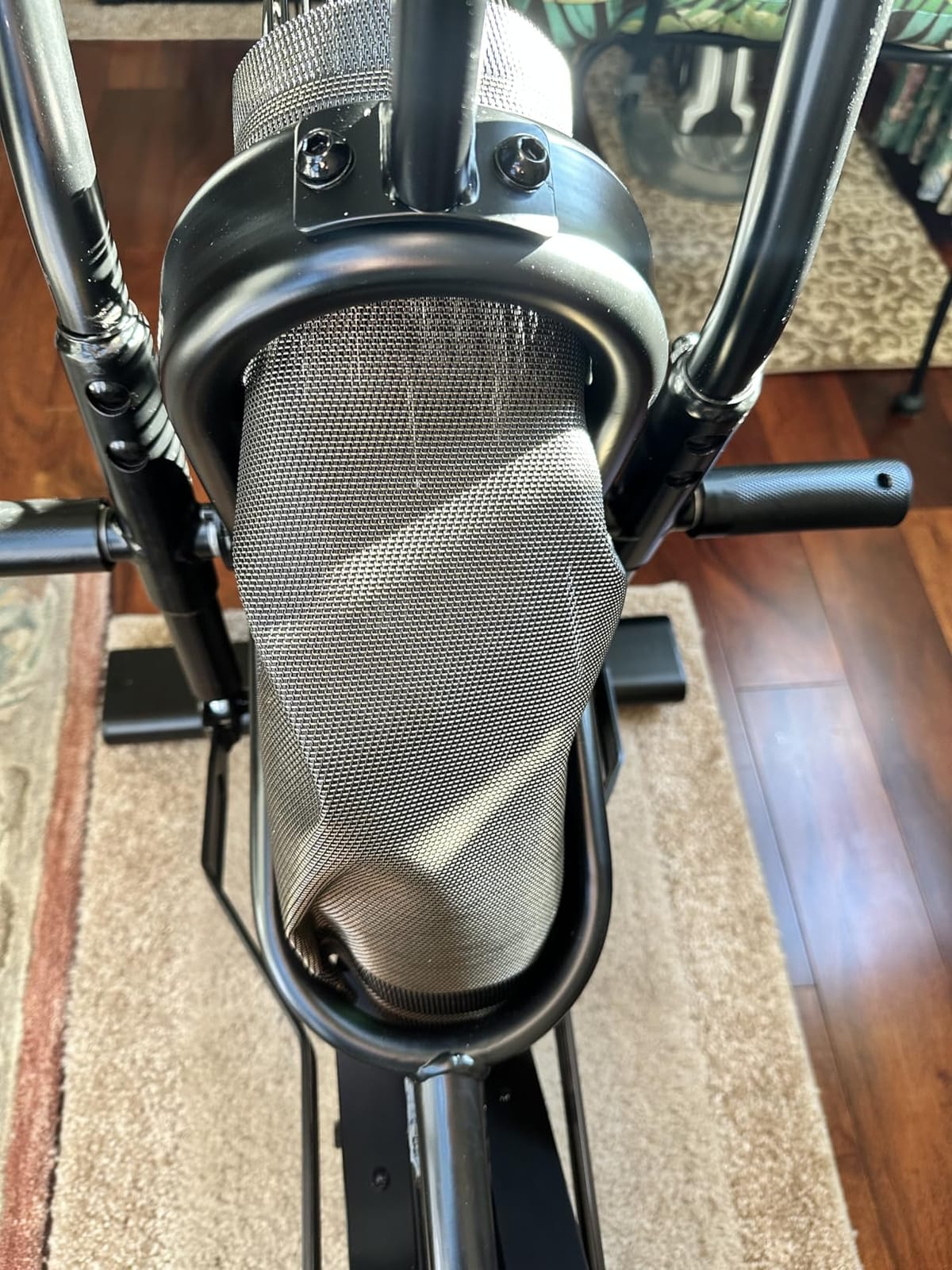 pooboo Air-Resistance Exercise Fan Bike, Air Bike with Dual Acction Handlebars & Dual-Layer Transmission System, Stationary Bike with APP Connection for Home Gym HIIT Cardio Full Body Workout customer photo 2