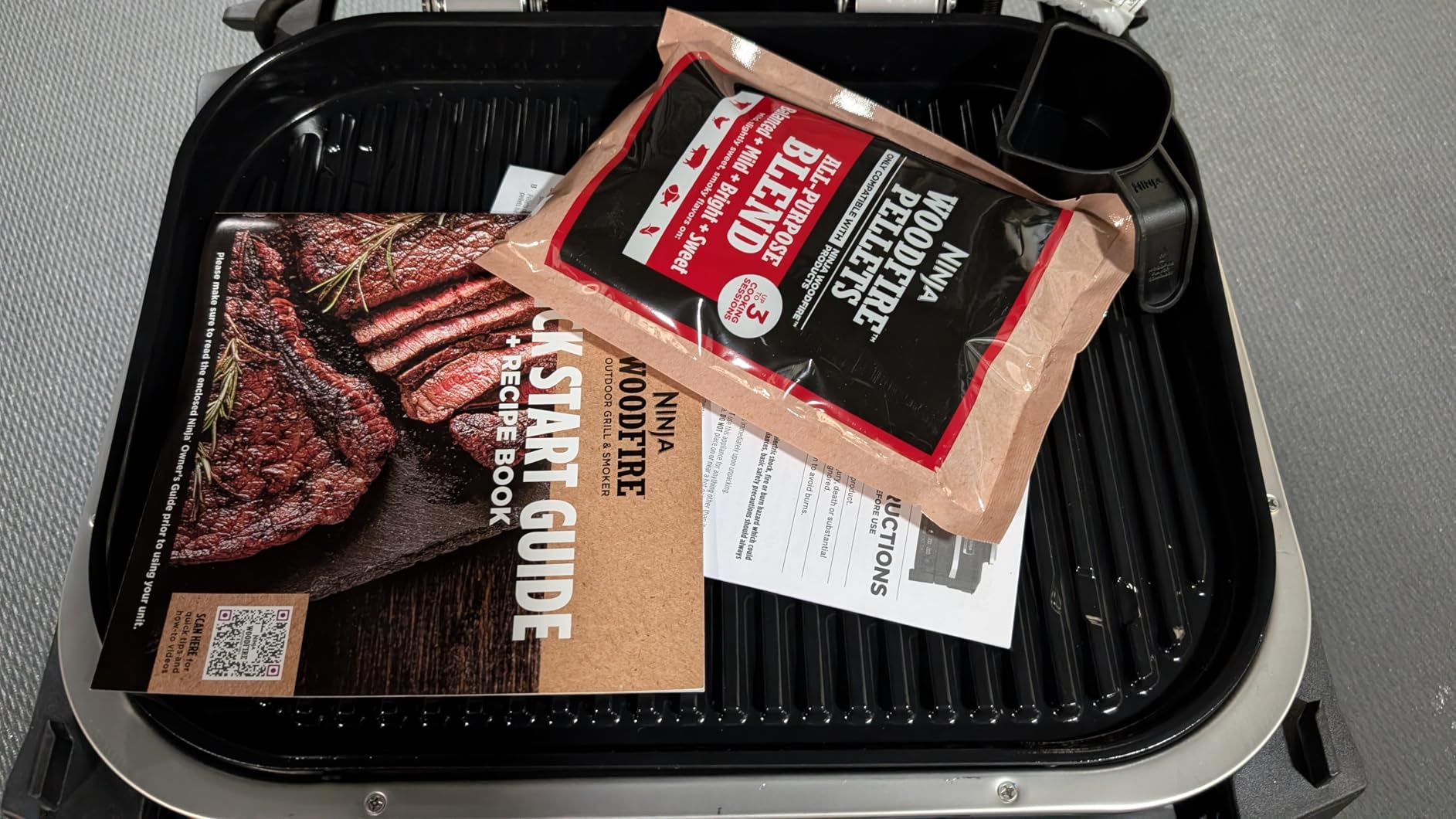 Ninja Woodfire Outdoor Grill & Smoker, 3-in-1 BBQ, Bake & Roast, OG301 | Ninja Woodfire Grill & Smoker uses real wood pellets & electric power to grill 6 steaks or smoke a 9-lb brisket customer photo 1