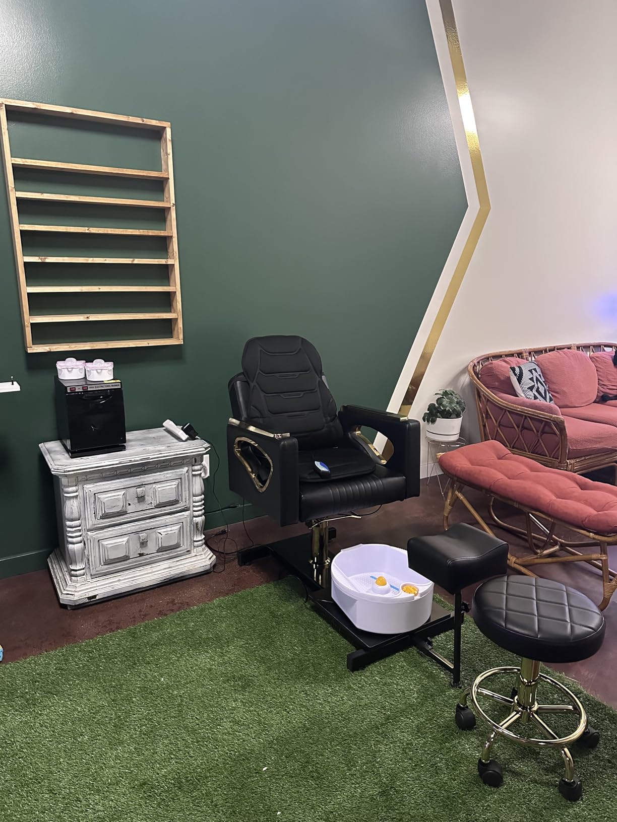 Pedicure Chair No Plumbing with Foot Spa,360 Rotation Reclining Portable Pedicure Station,Hydraulic Adjustable,Lift Foot Spa Chair,Silla de Pedicura Profesional(Queen, Grey) customer photo 2